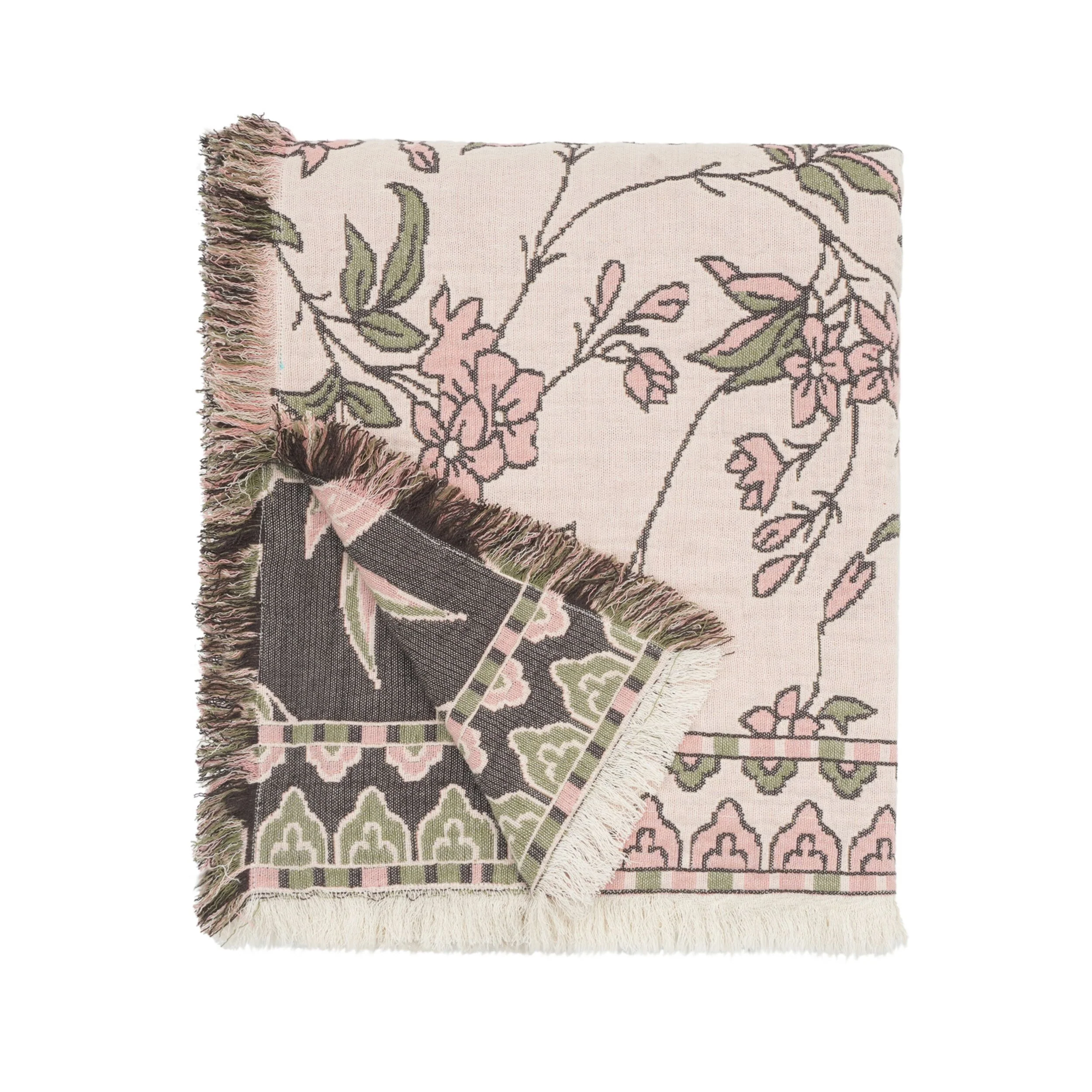 Jacquard Garden Cotton Throw 130x170cm Blossom - Image 3