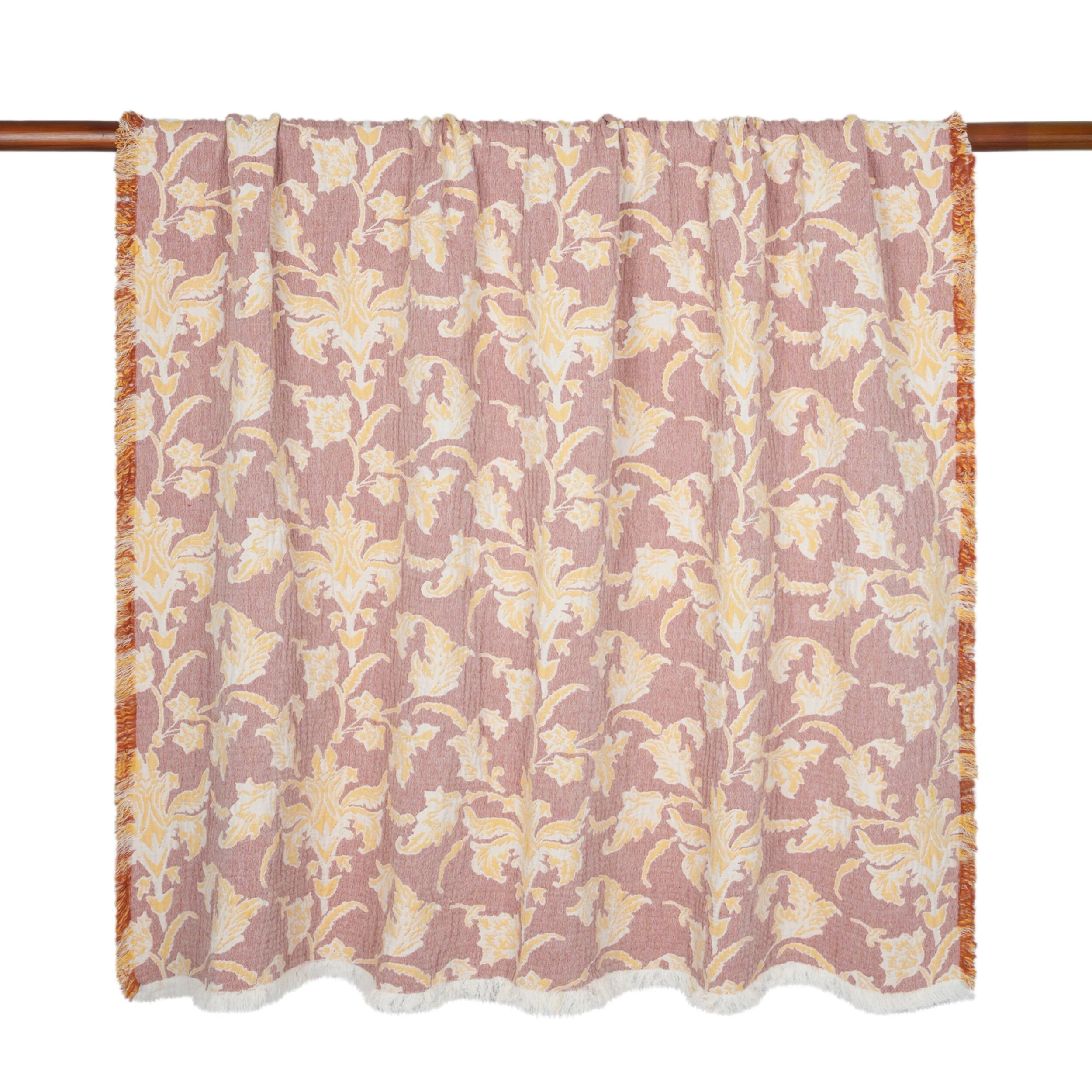 Jacquard Garden Cotton Throw 130x170cm Brocade - Image 2