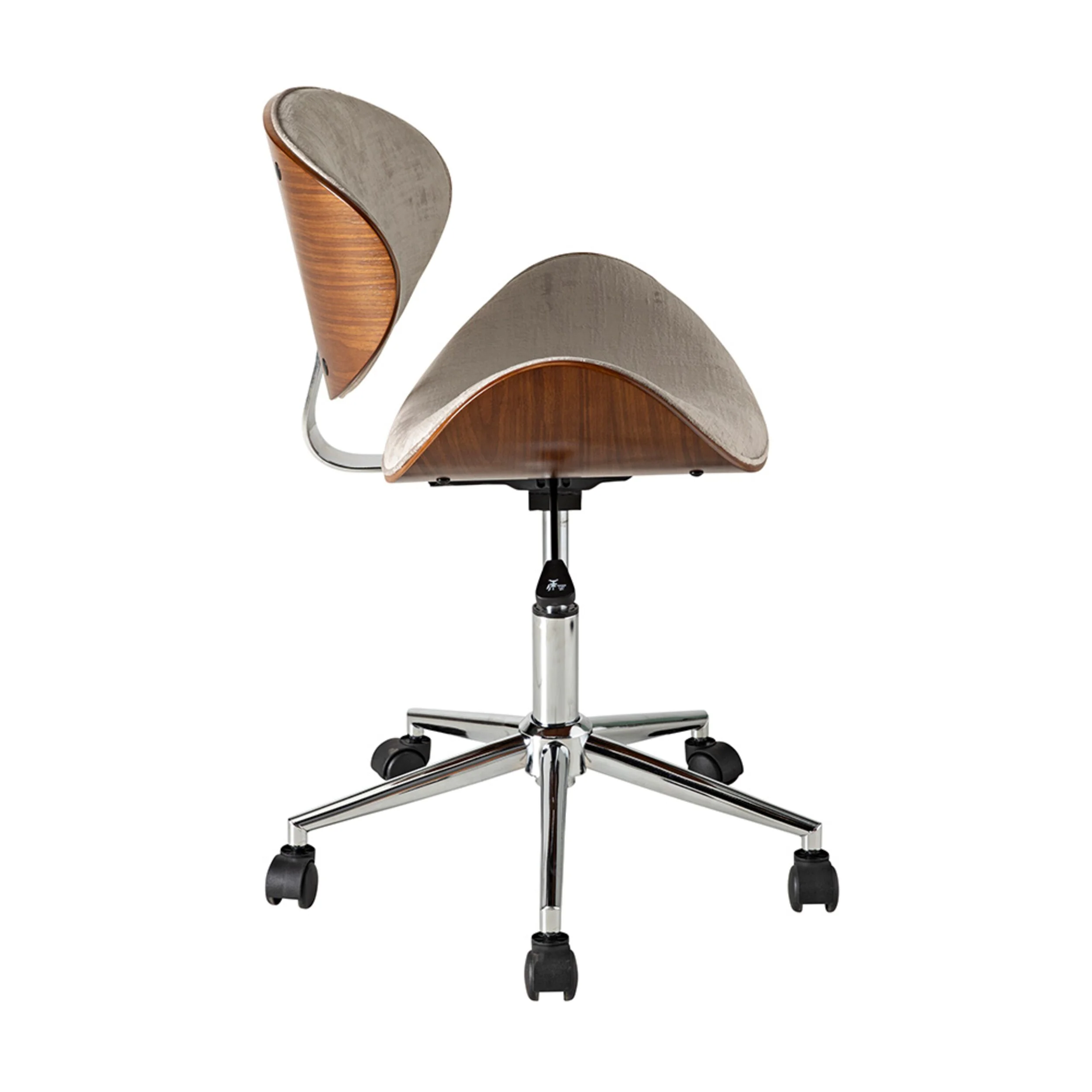 Jetson Desk Chair Timber Veneer Back Brushed Pebble Velvet - Image 3