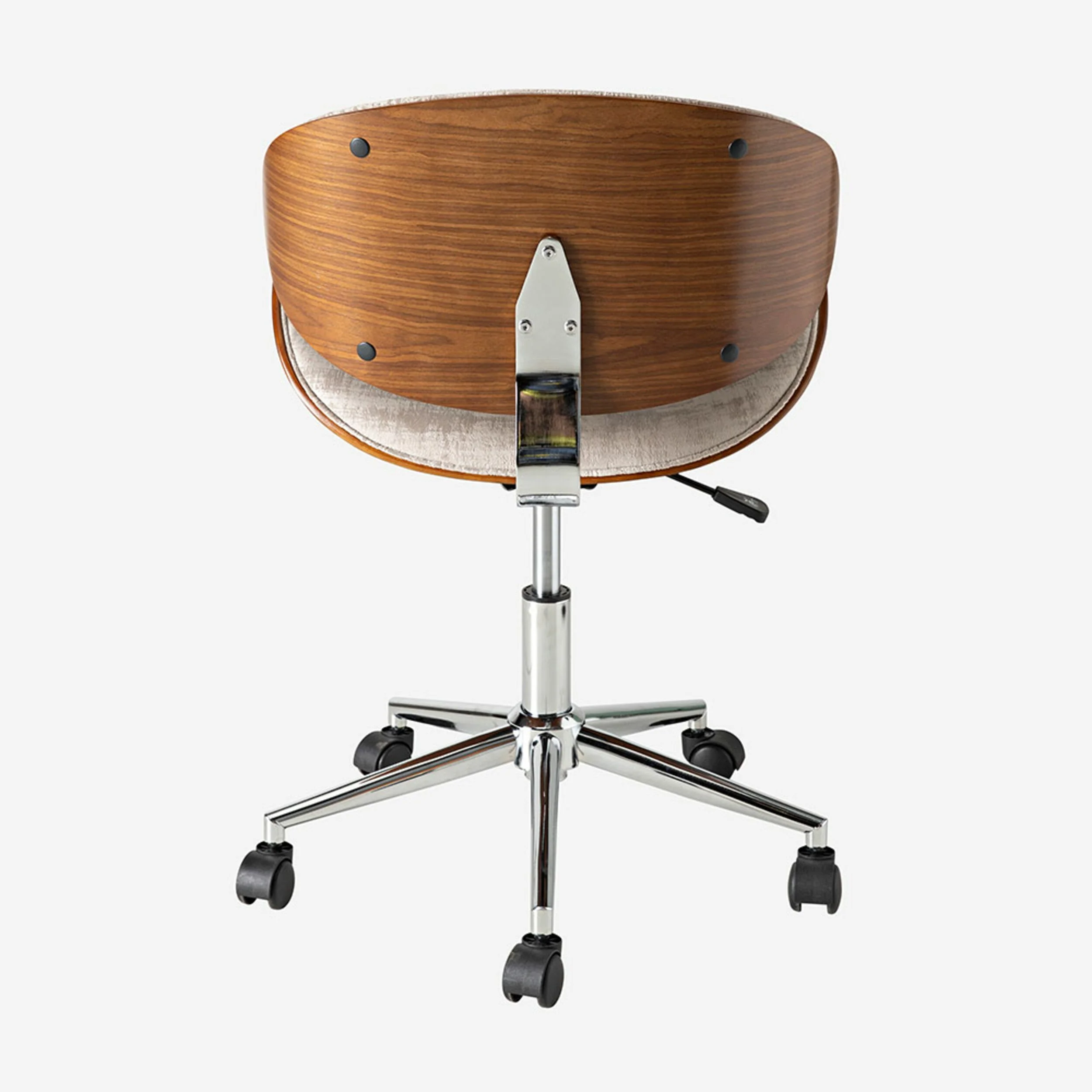 Jetson Desk Chair Timber Veneer Back Brushed Pebble Velvet - Image 4