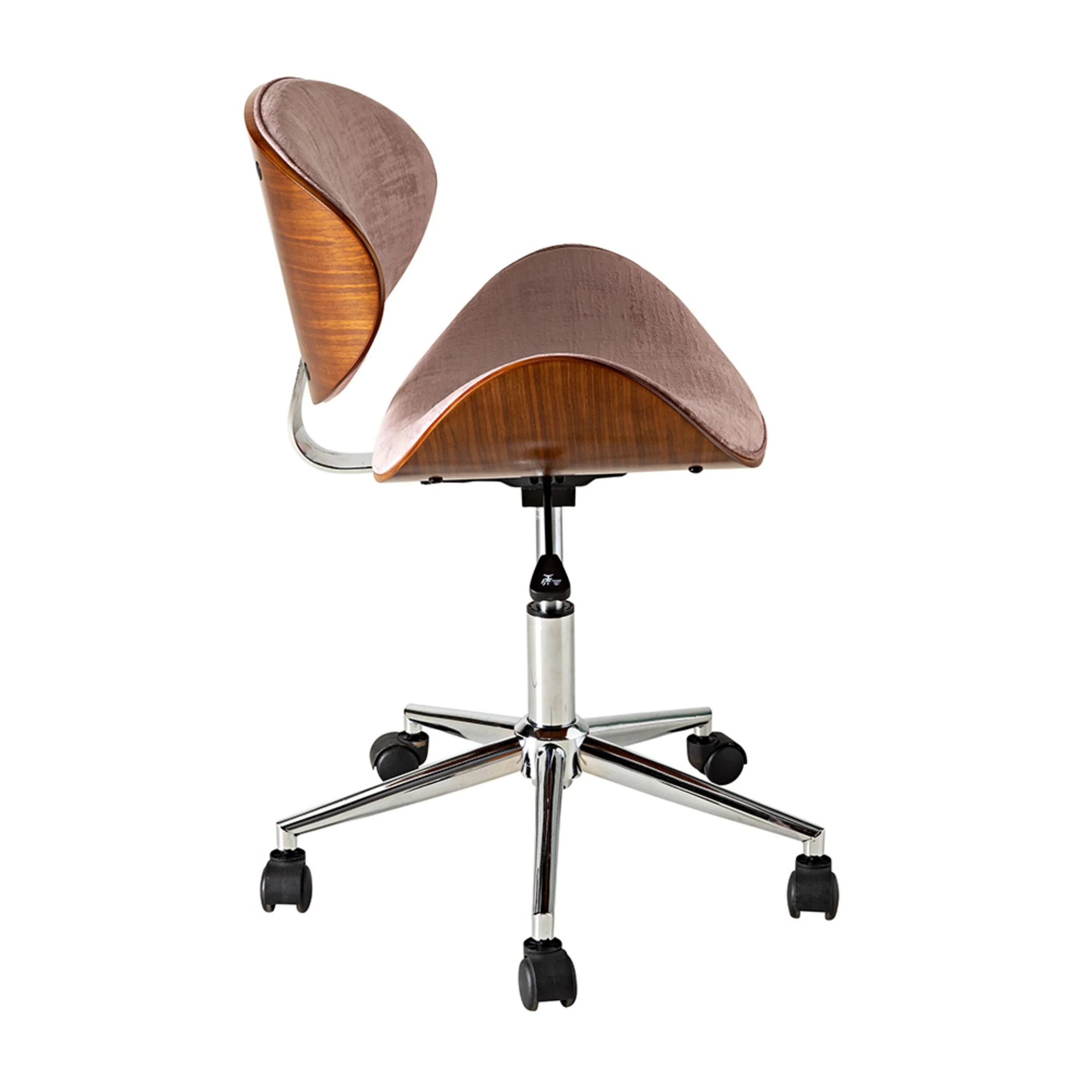 Jetson Desk Chair Timber Veneer Back Brushed Vintage Rose Velvet - Image 3