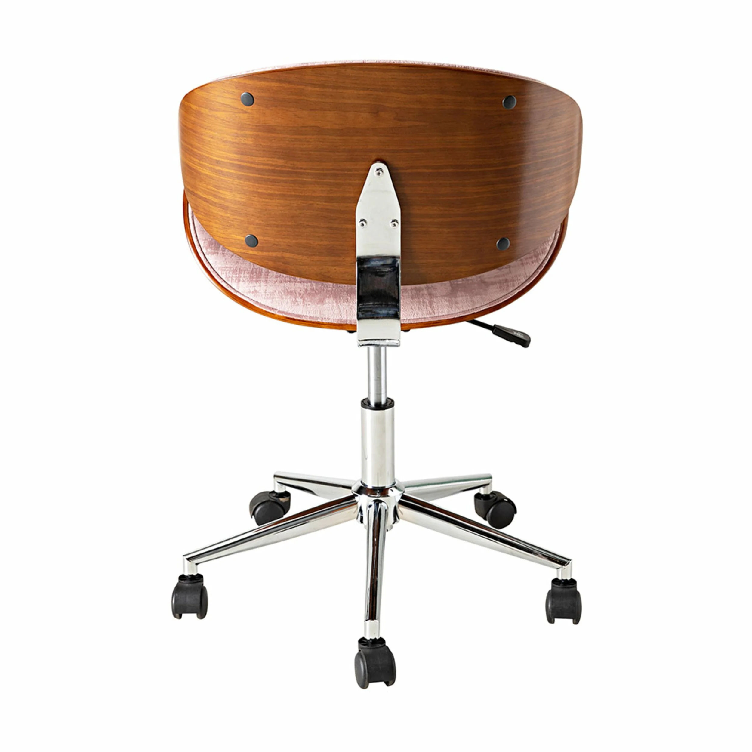 Jetson Desk Chair Timber Veneer Back Brushed Vintage Rose Velvet - Image 4