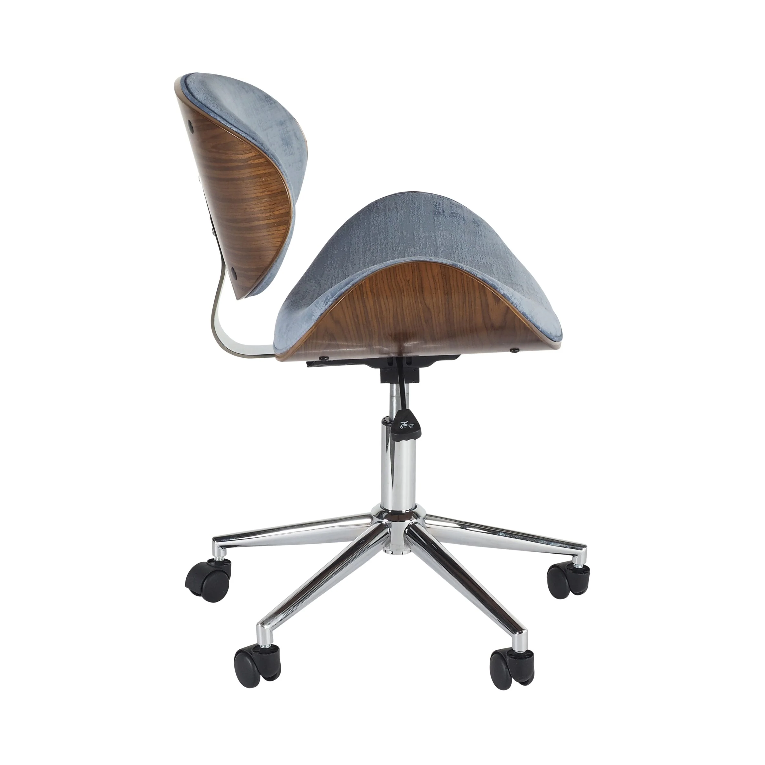 Jetson Desk Chair Timber Veneer Back Brushed Blue - Image 3