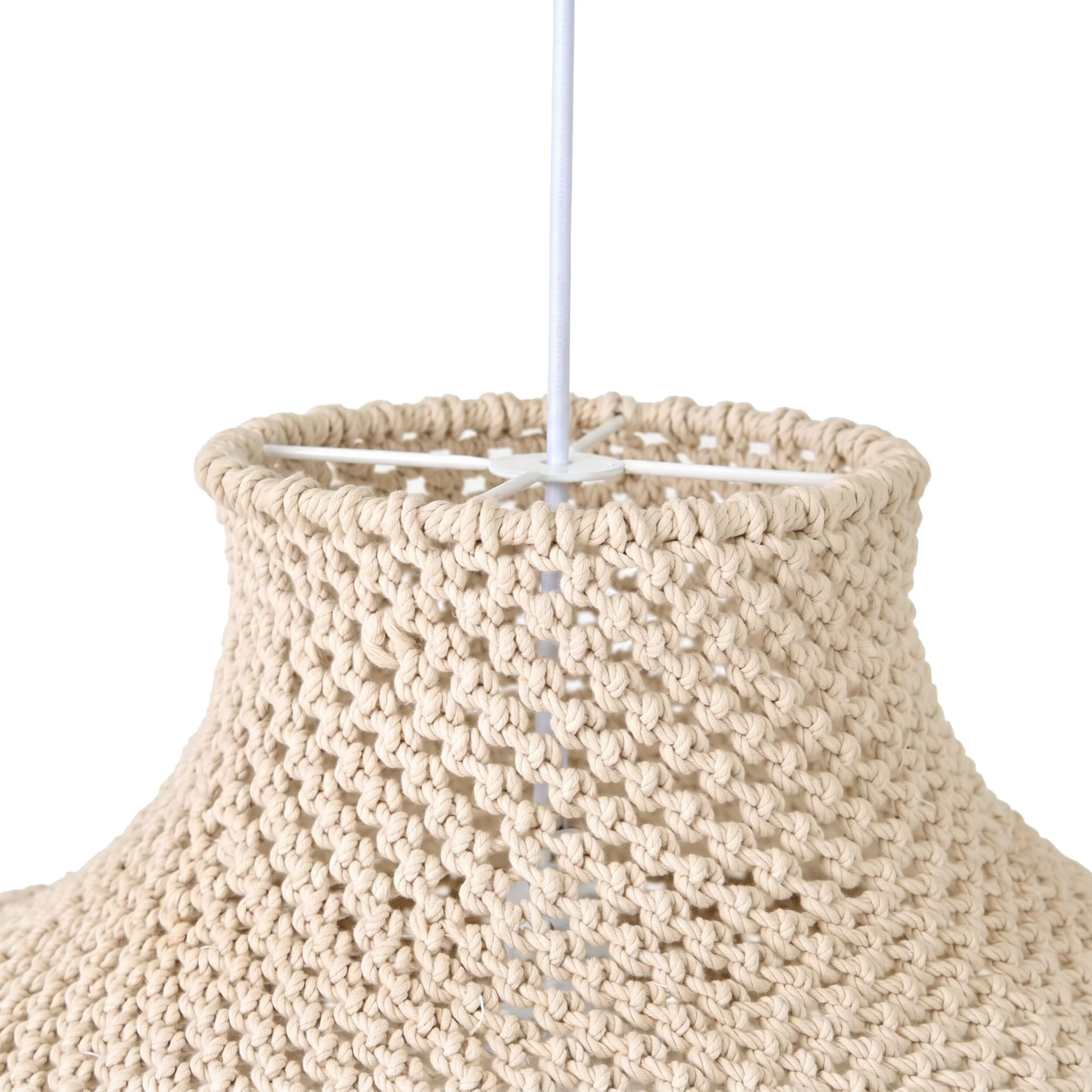 Julio Cotton Rope Pendant White 50x30cm - SHADE ONLY - Image 4