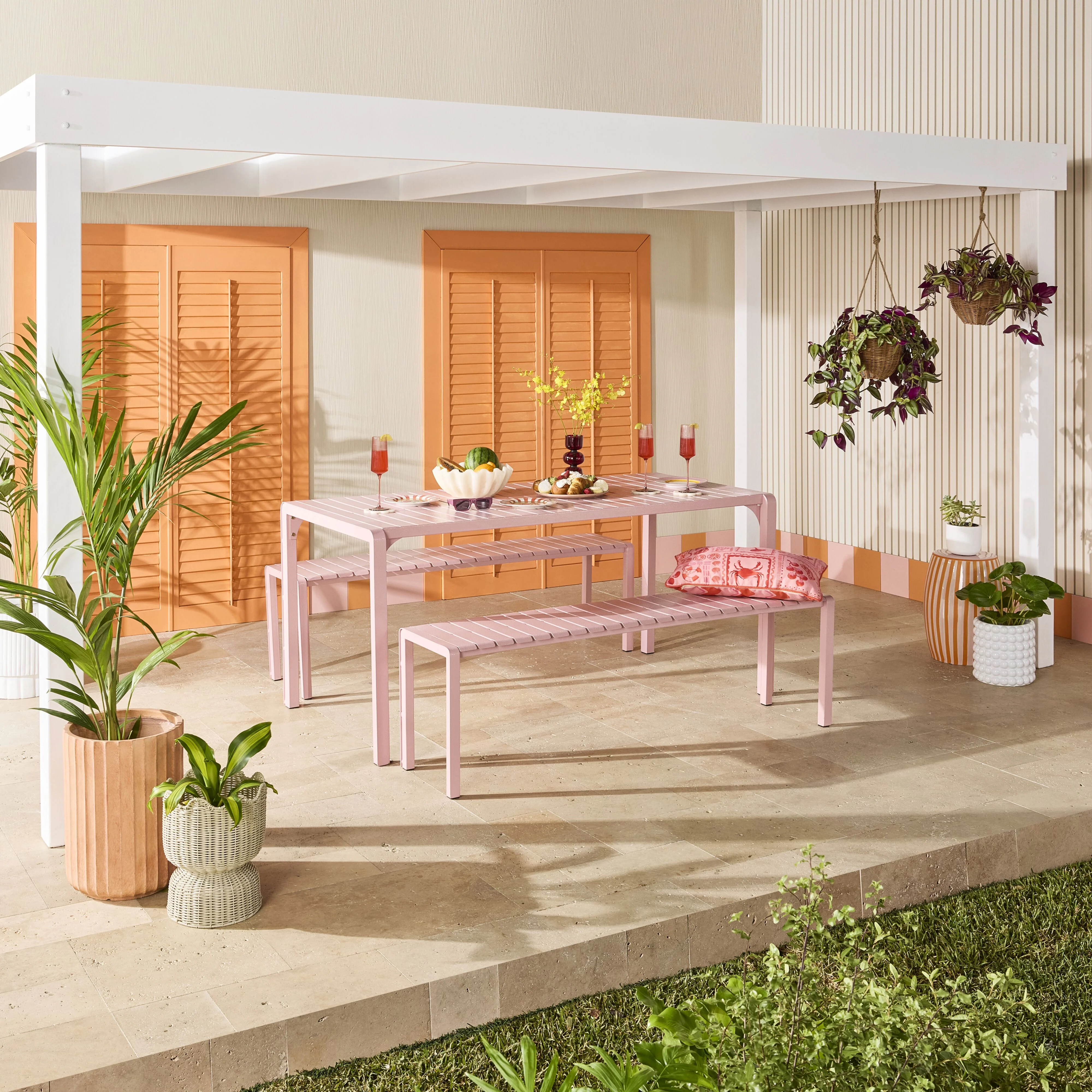 Kace Dining Bench Seat 150cm Rose Pink - Image 11