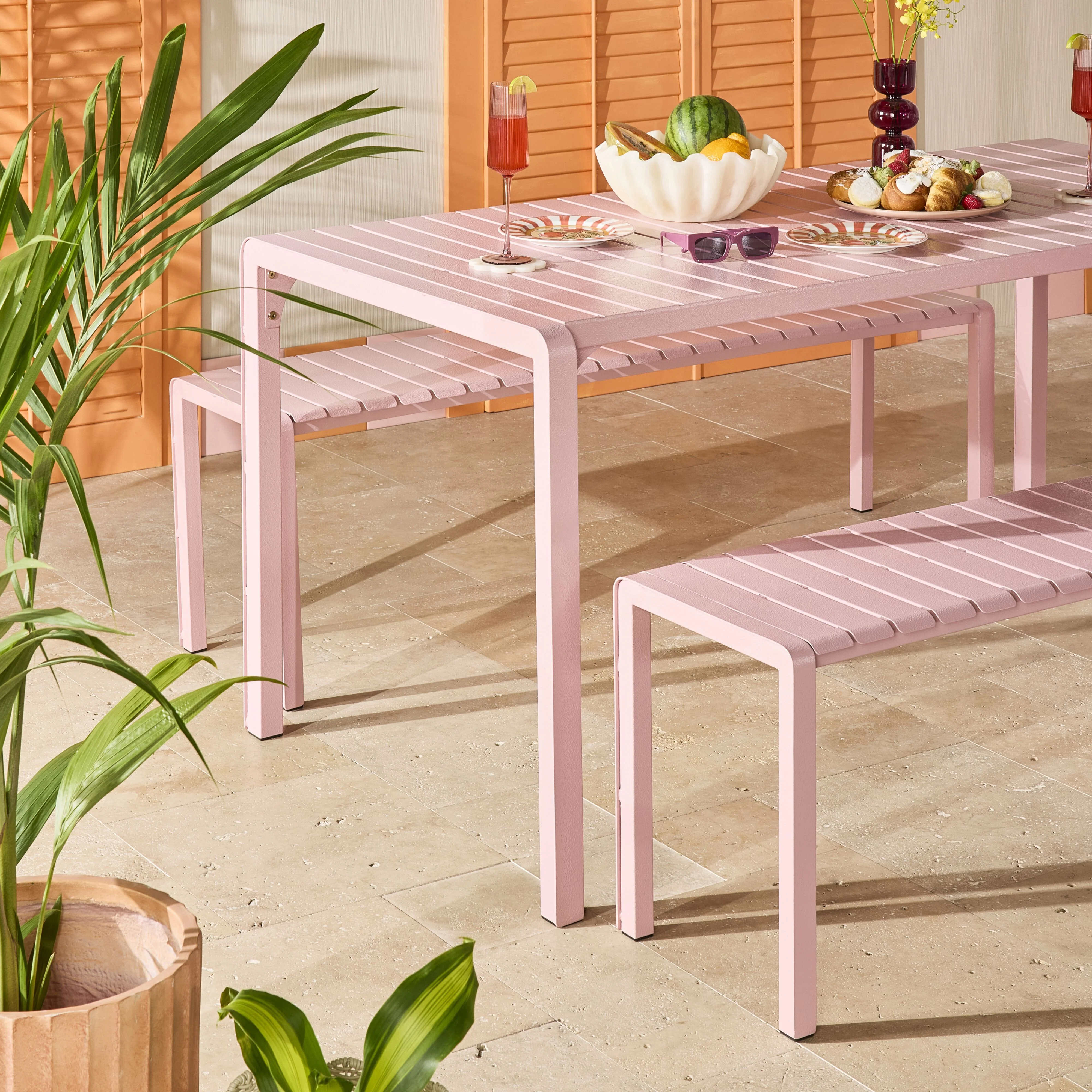 Kace Dining Bench Seat 150cm Rose Pink - Image 12