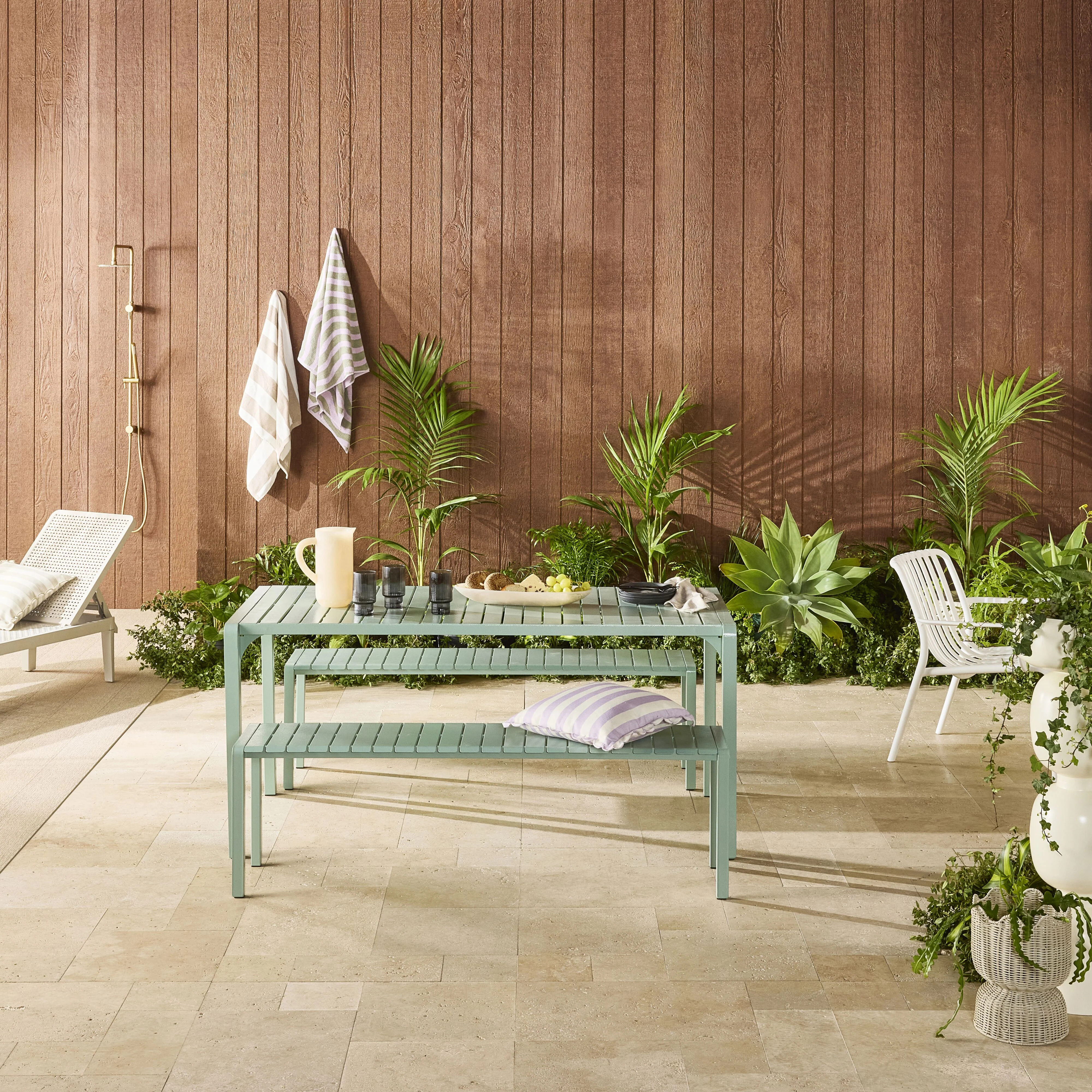 Kace Dining Bench Seat 150cm Smoke Green - Image 10