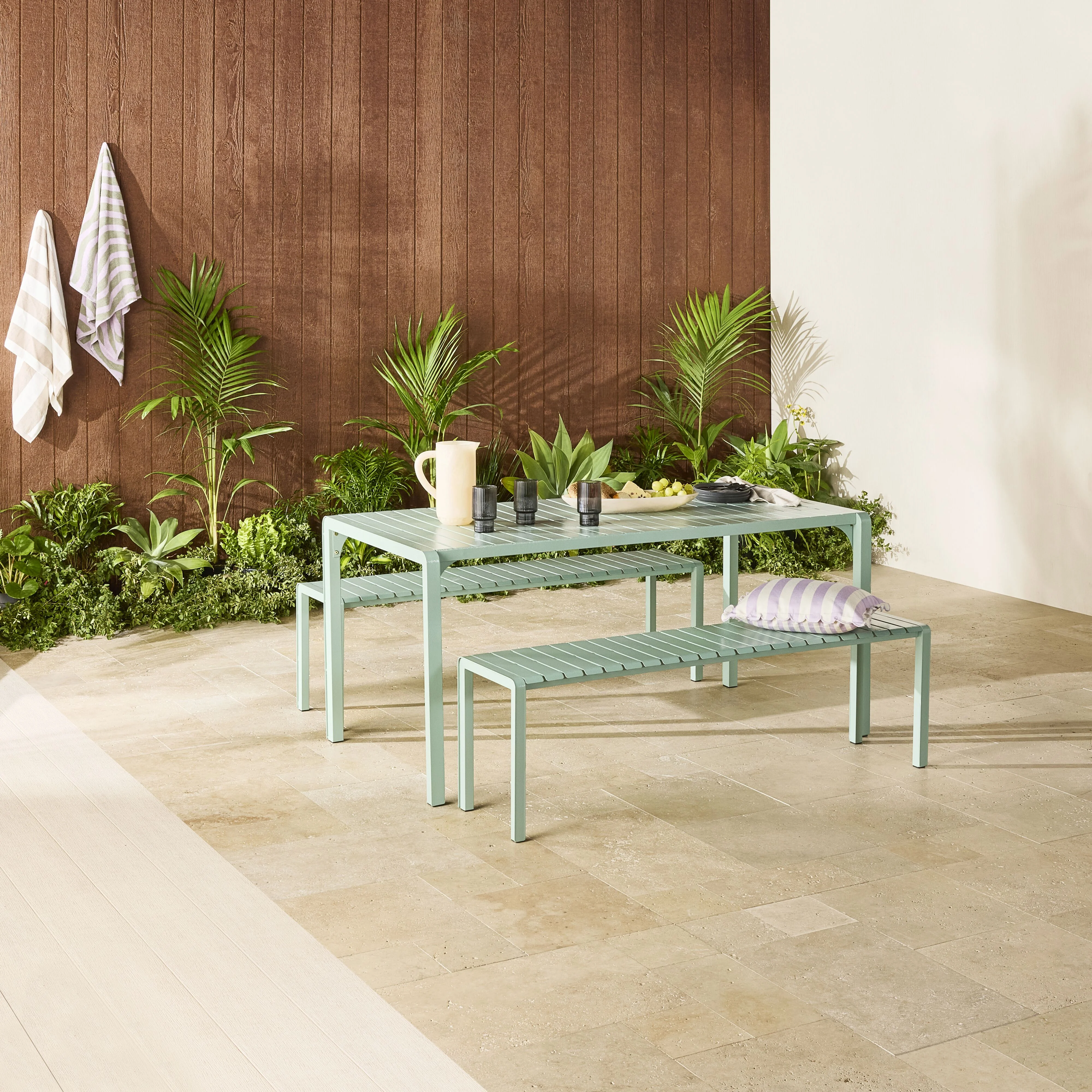 Kace Dining Bench Seat 150cm Smoke Green - Image 11