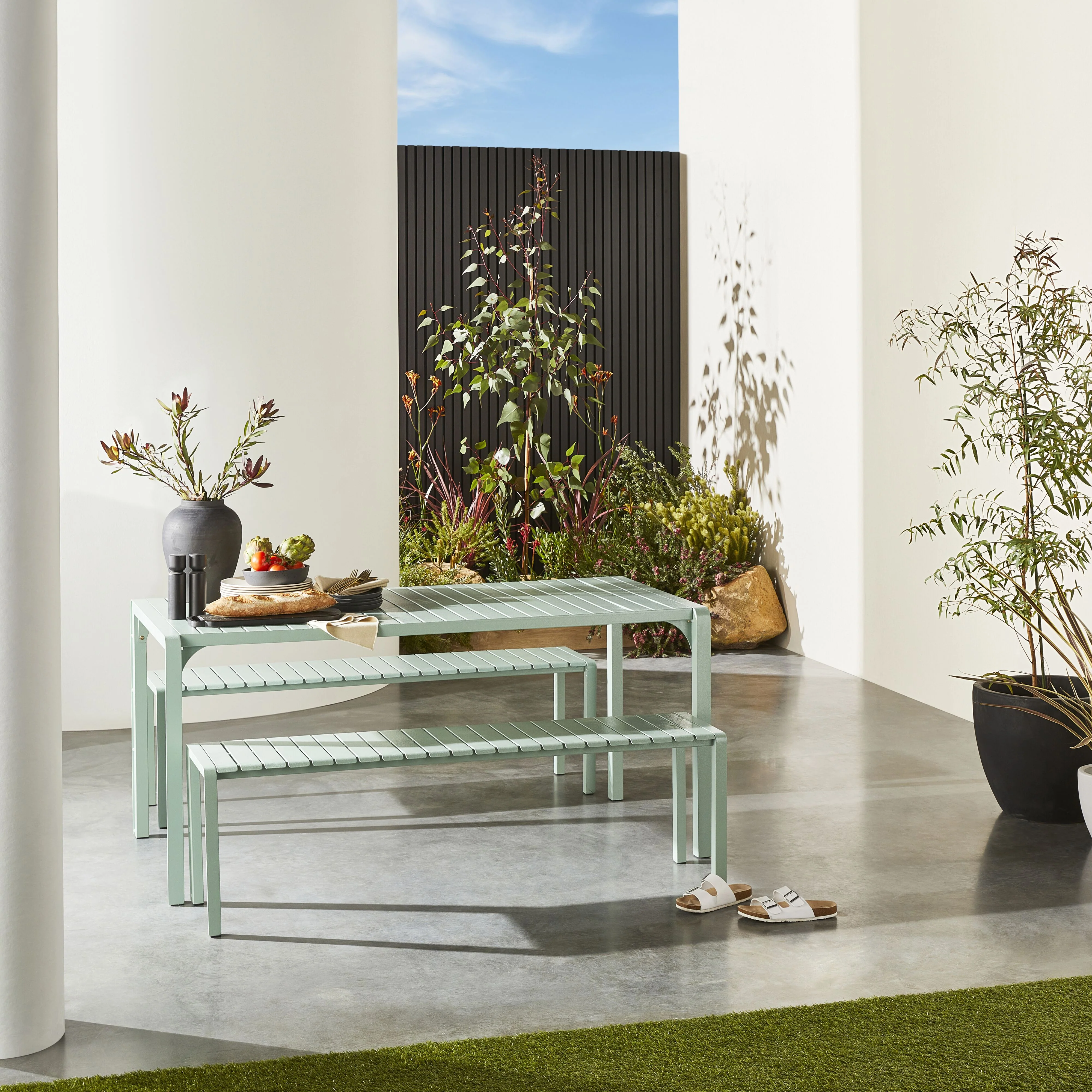 Kace Dining Bench Seat 150cm Smoke Green - Image 6
