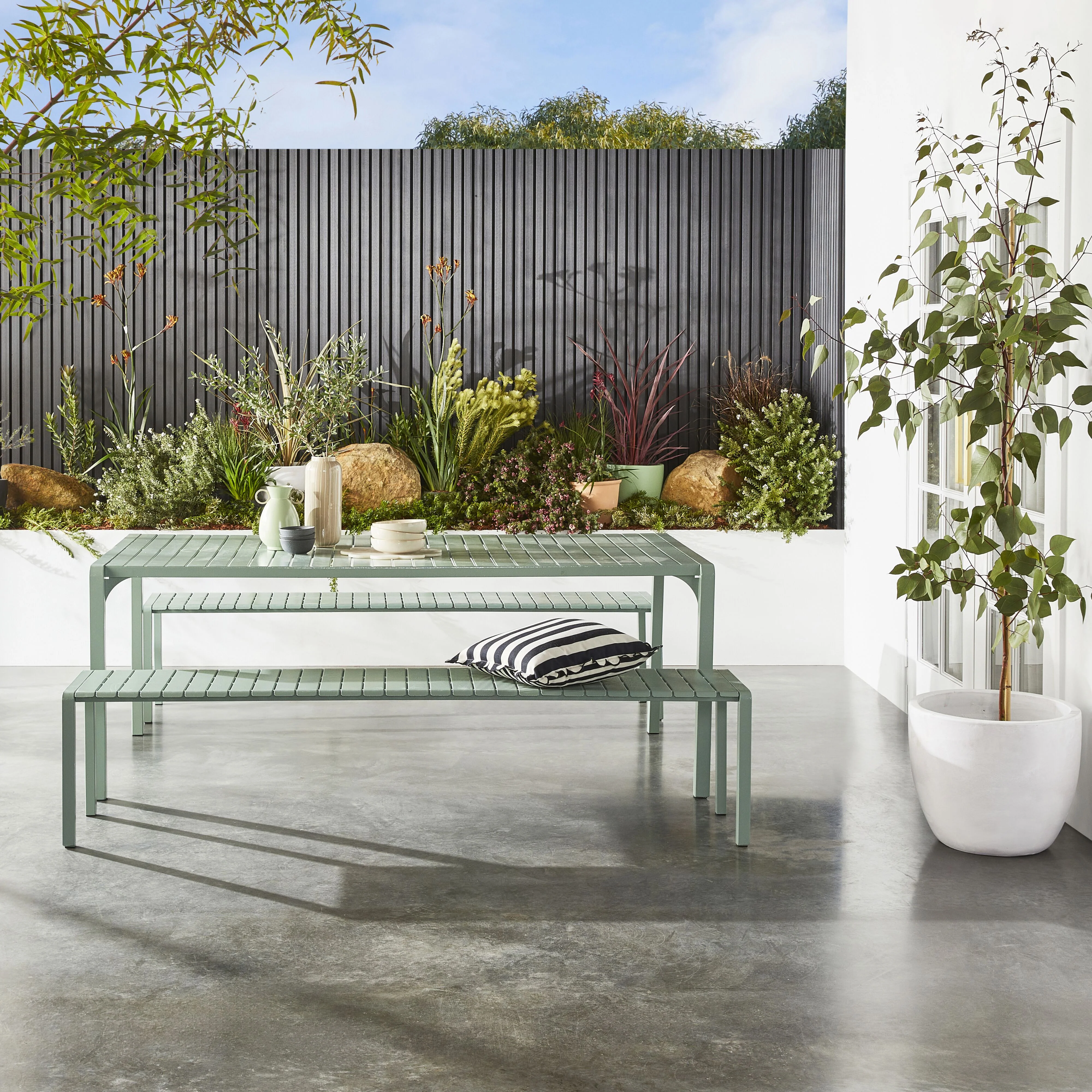 Kace Dining Bench Seat 200cm Smoke Green - Image 6