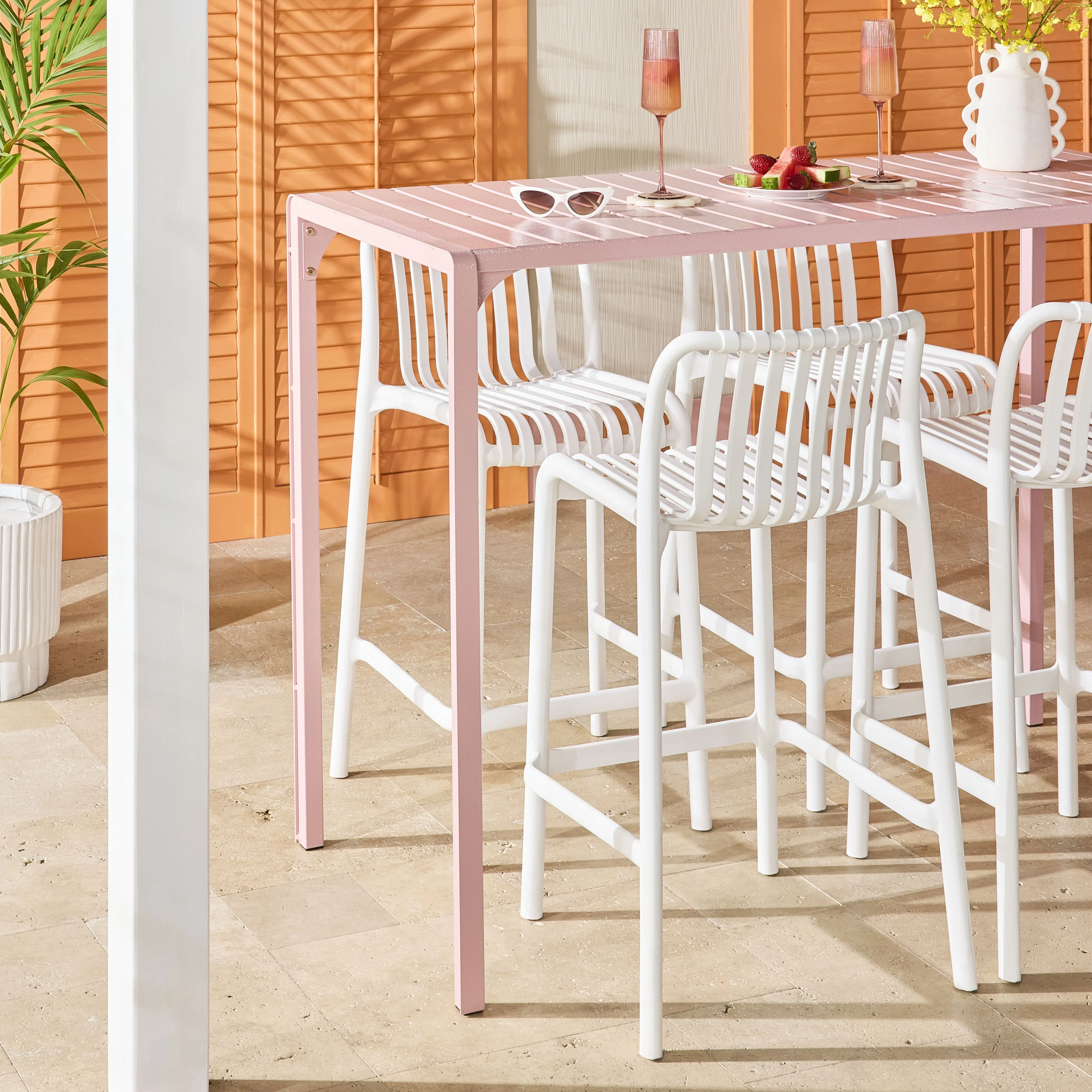 Kace Outdoor Bar Table 140cm Rose Pink - Image 8