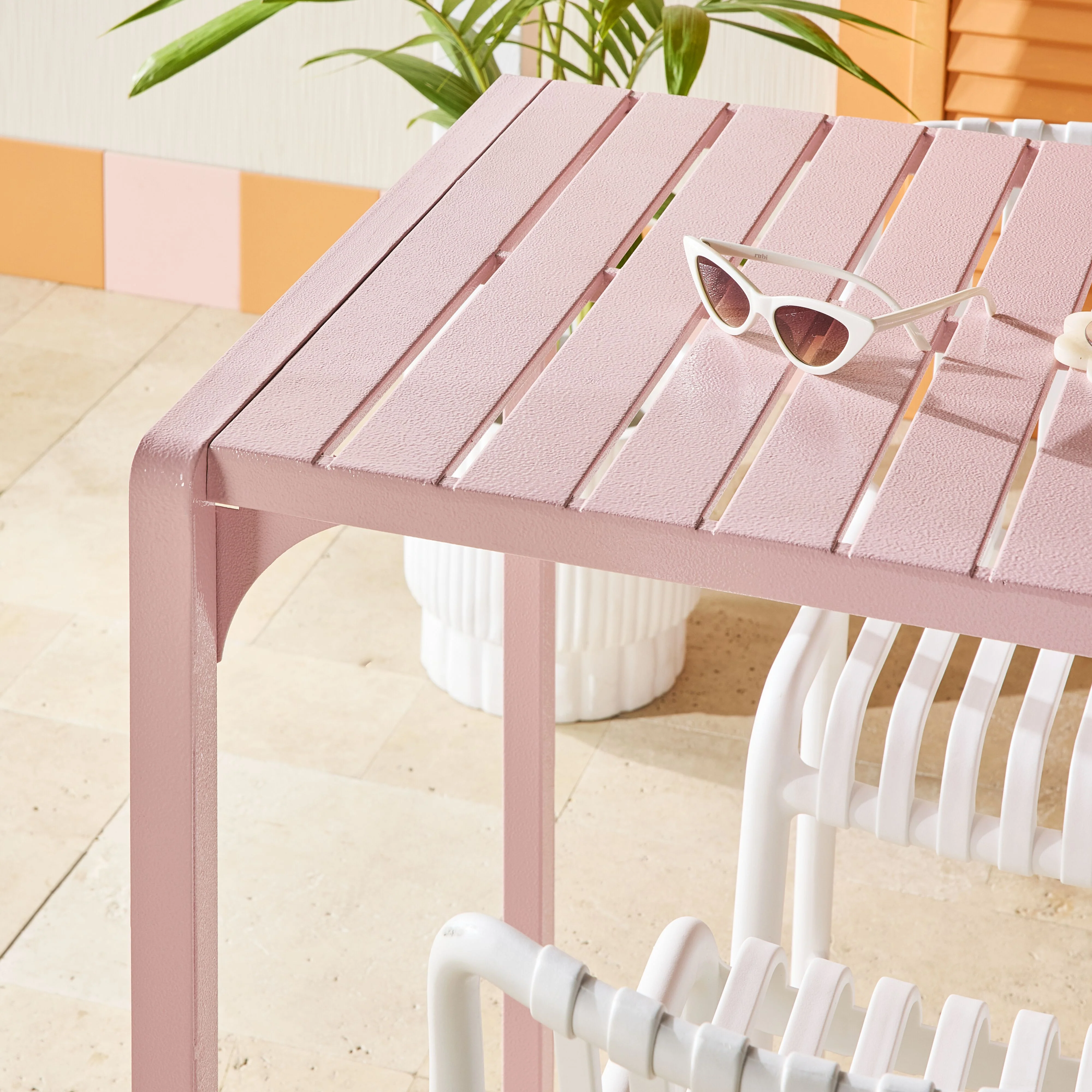 Kace Outdoor Bar Table 140cm Rose Pink - Image 9
