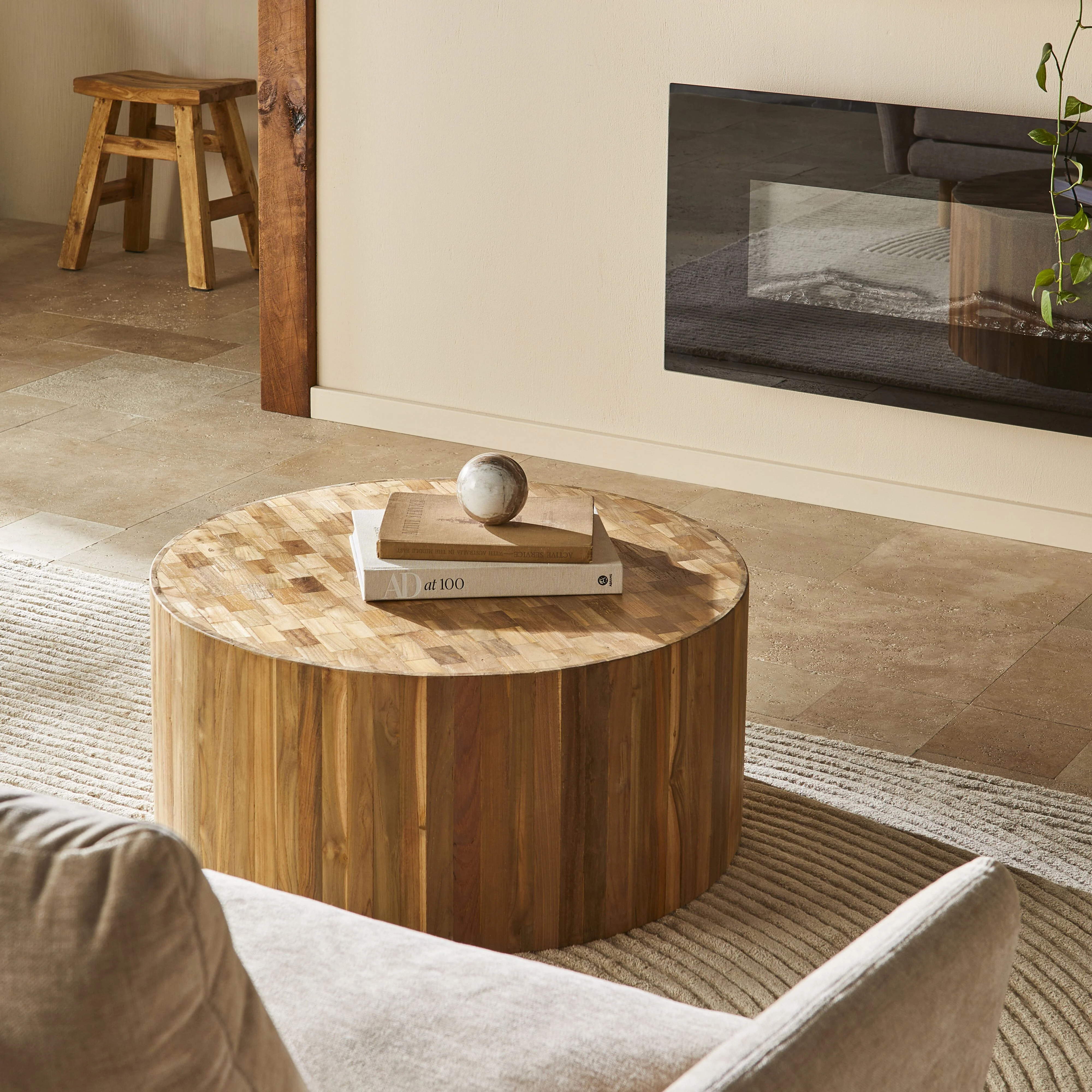 Kadara Reclaimed Teak Coffee Table 80cm - Image 9