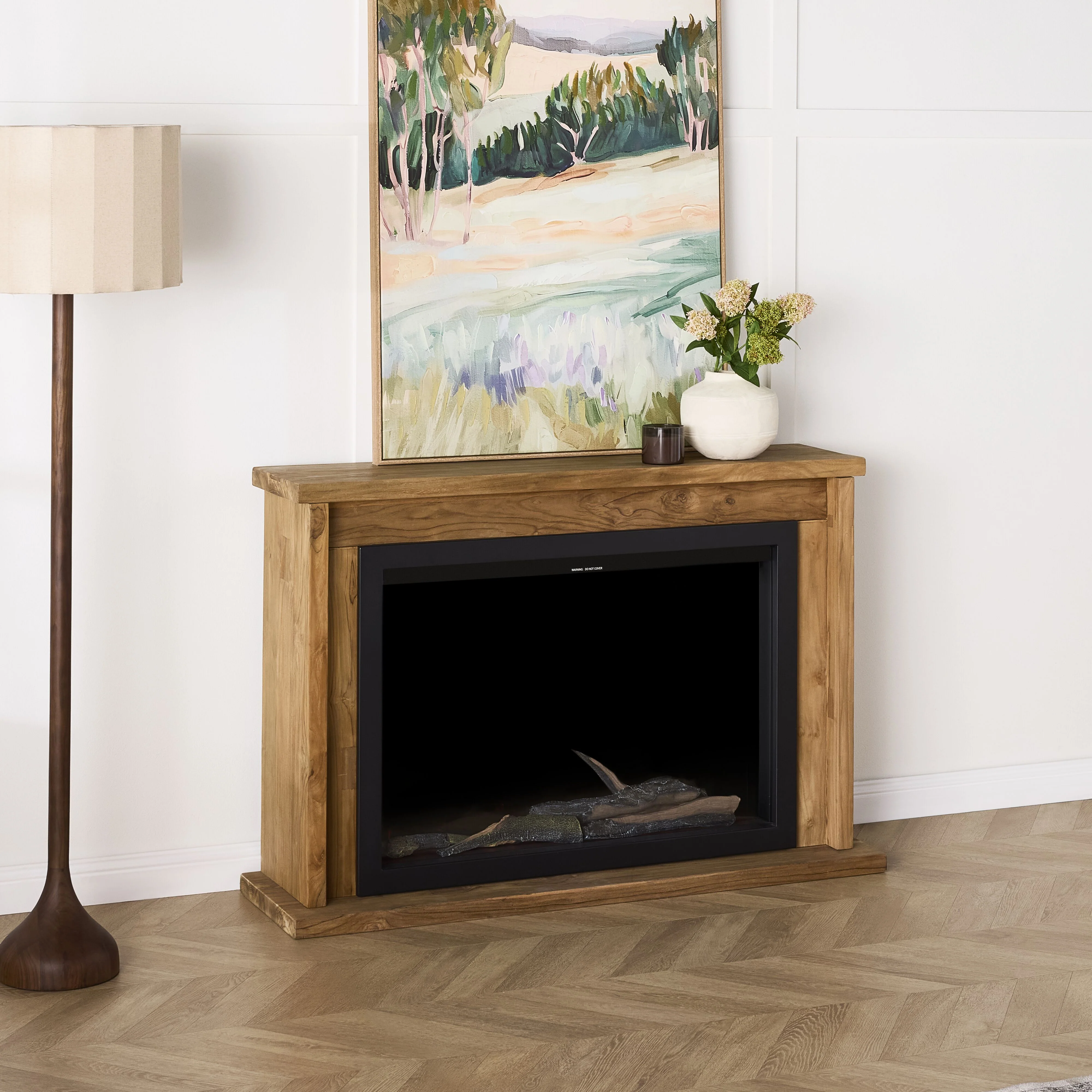 Kadara Reclaimed Teak Fireplace & Insert Package - Image 5