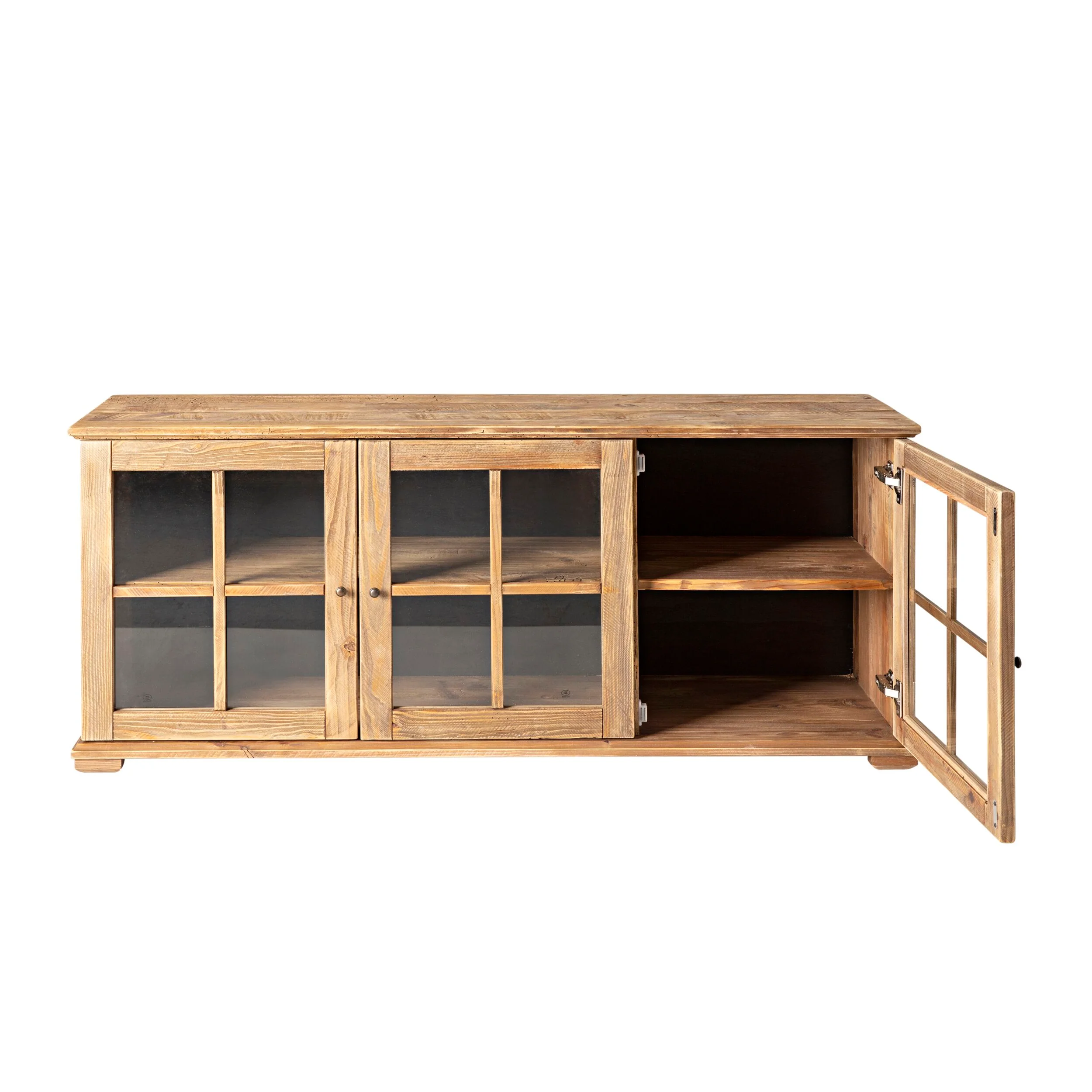 Kalise Reclaimed Timber 3 Glass Door Sideboard - Image 4