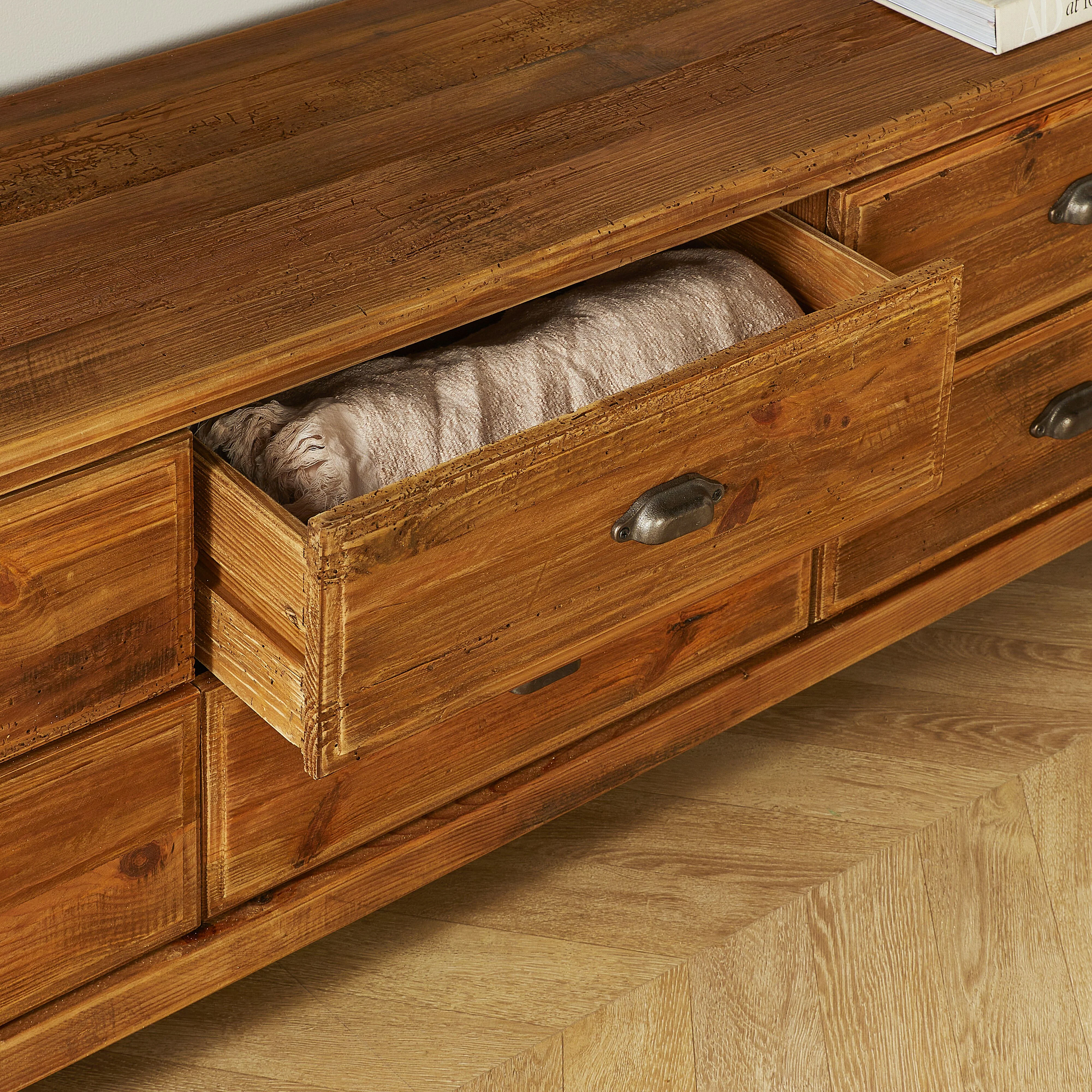 Kalise Reclaimed Timber 6 Drawer TV Unit - Image 11
