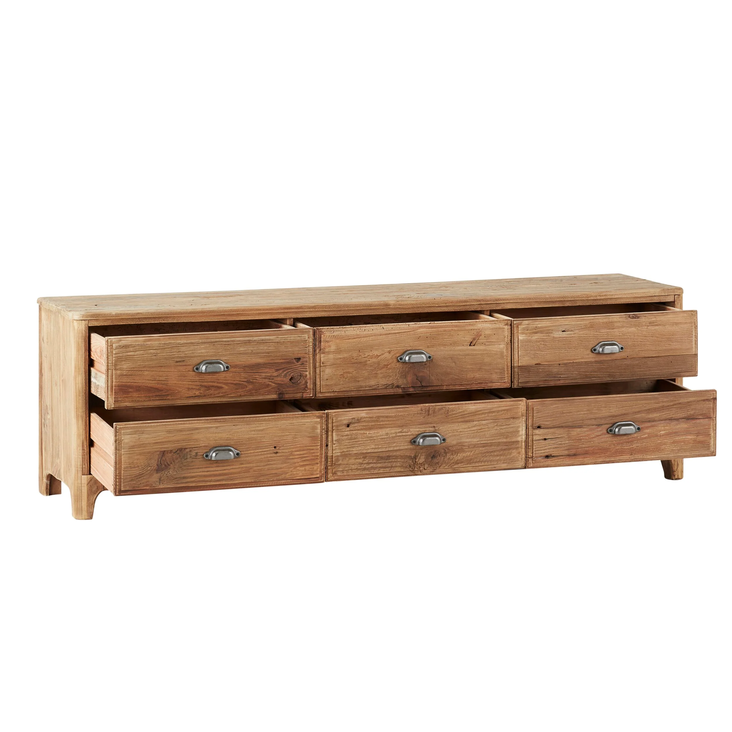 Kalise Reclaimed Timber 6 Drawer TV Unit - Image 3