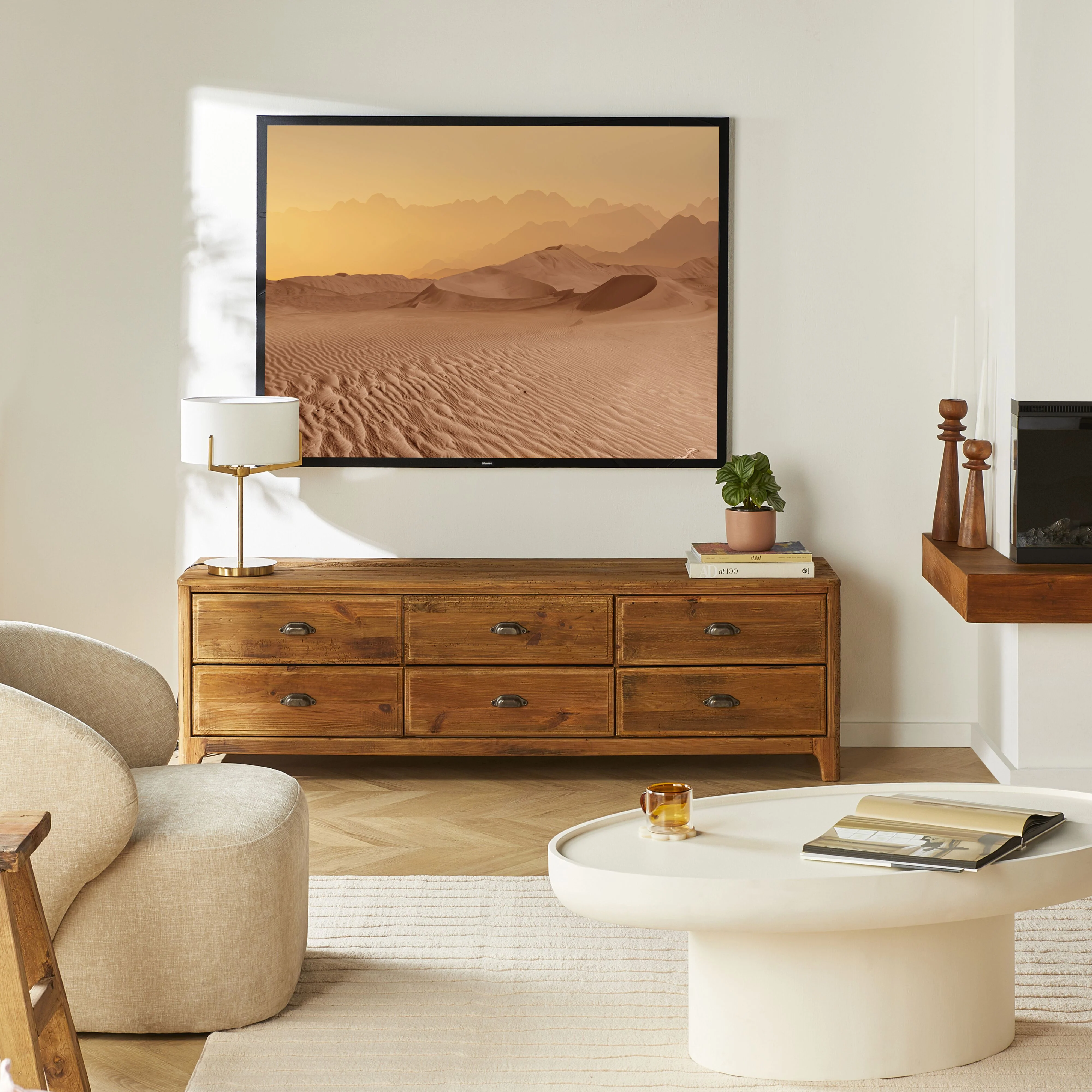 Kalise Reclaimed Timber 6 Drawer TV Unit - Image 9