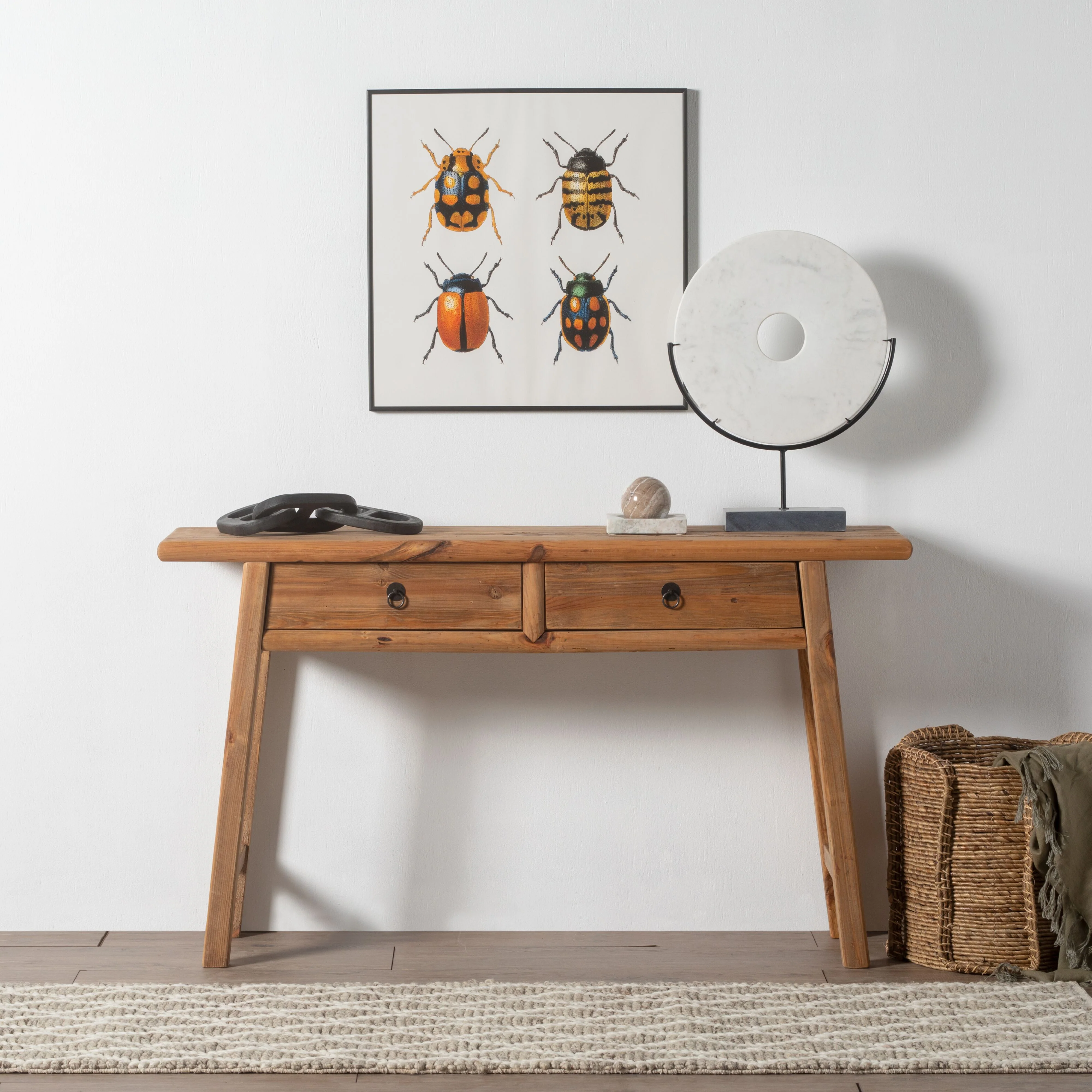 Kalise Reclaimed Timber 2 Drawer Desk - Image 7