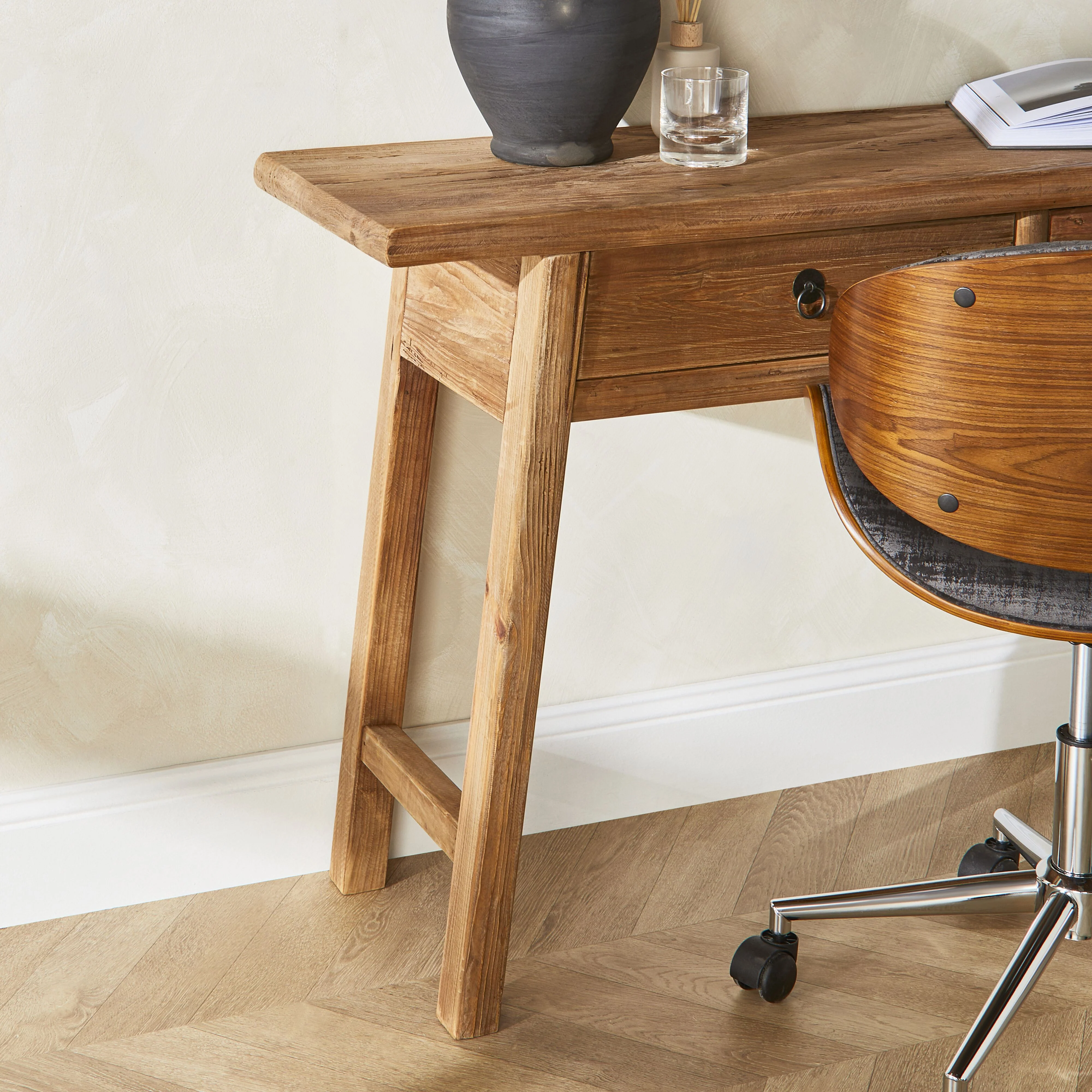 Kalise Reclaimed Timber 2 Drawer Desk - Image 9