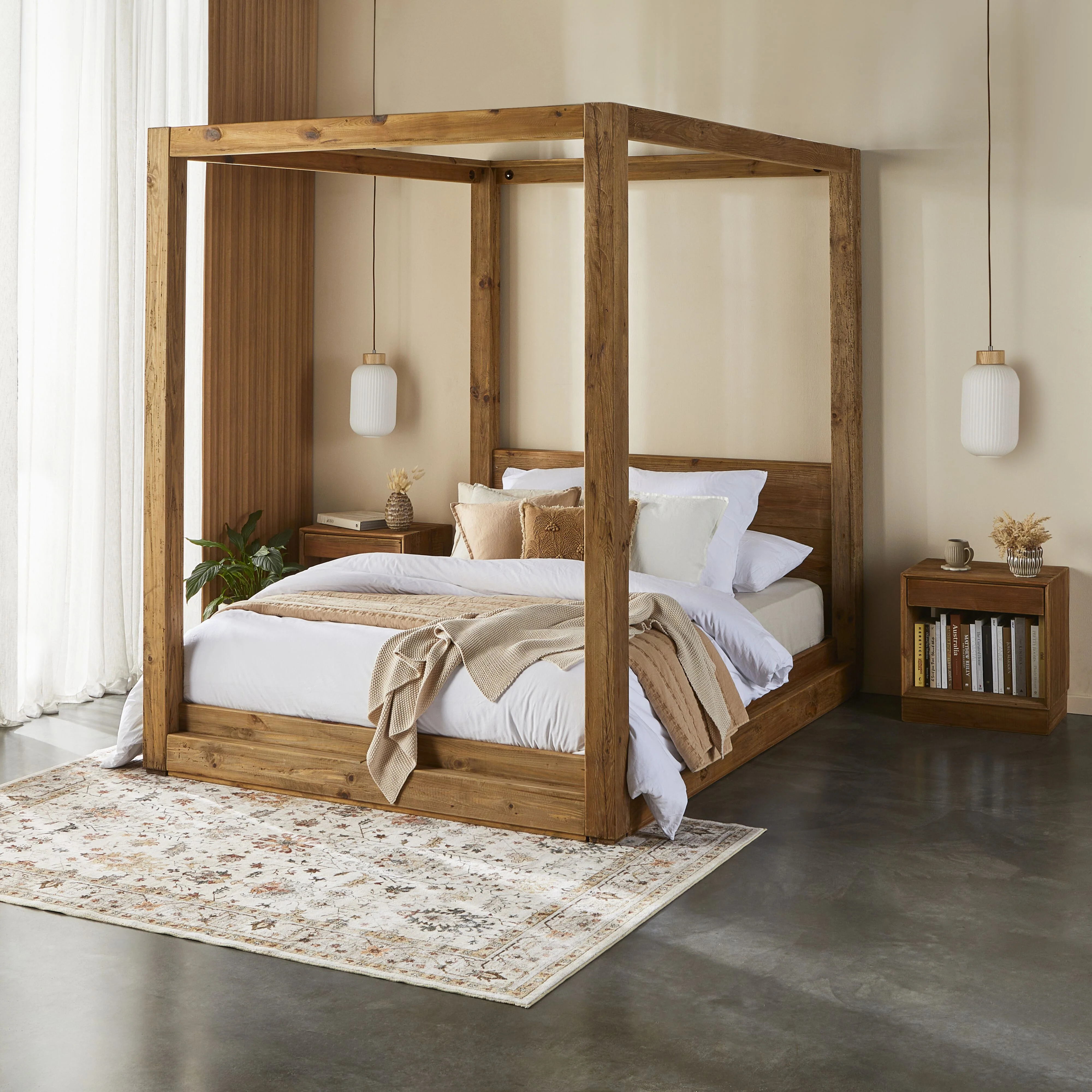 Kalise Reclaimed Timber 4 Poster Queen Bed - Image 10
