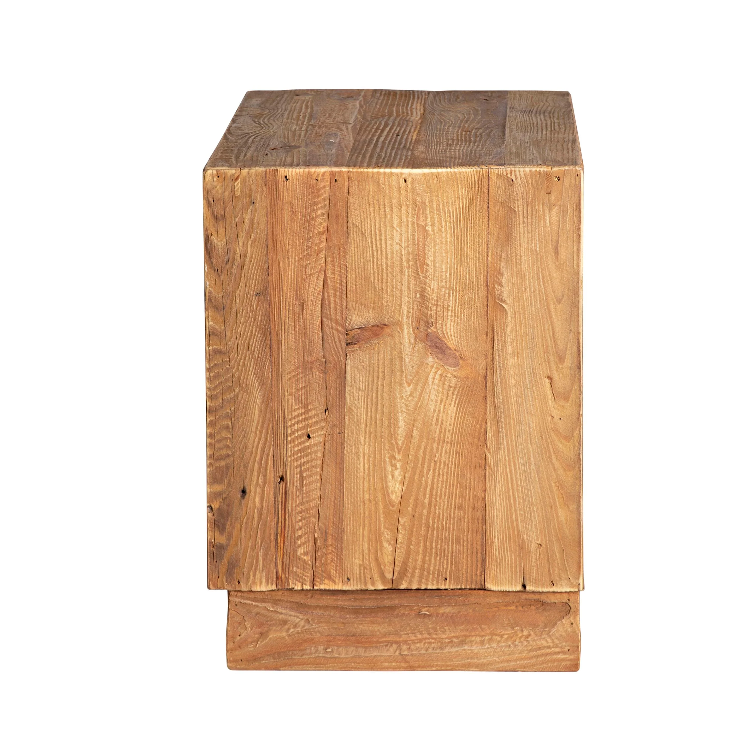 Kalise Reclaimed Timber Plinth Bedside Table - Image 3