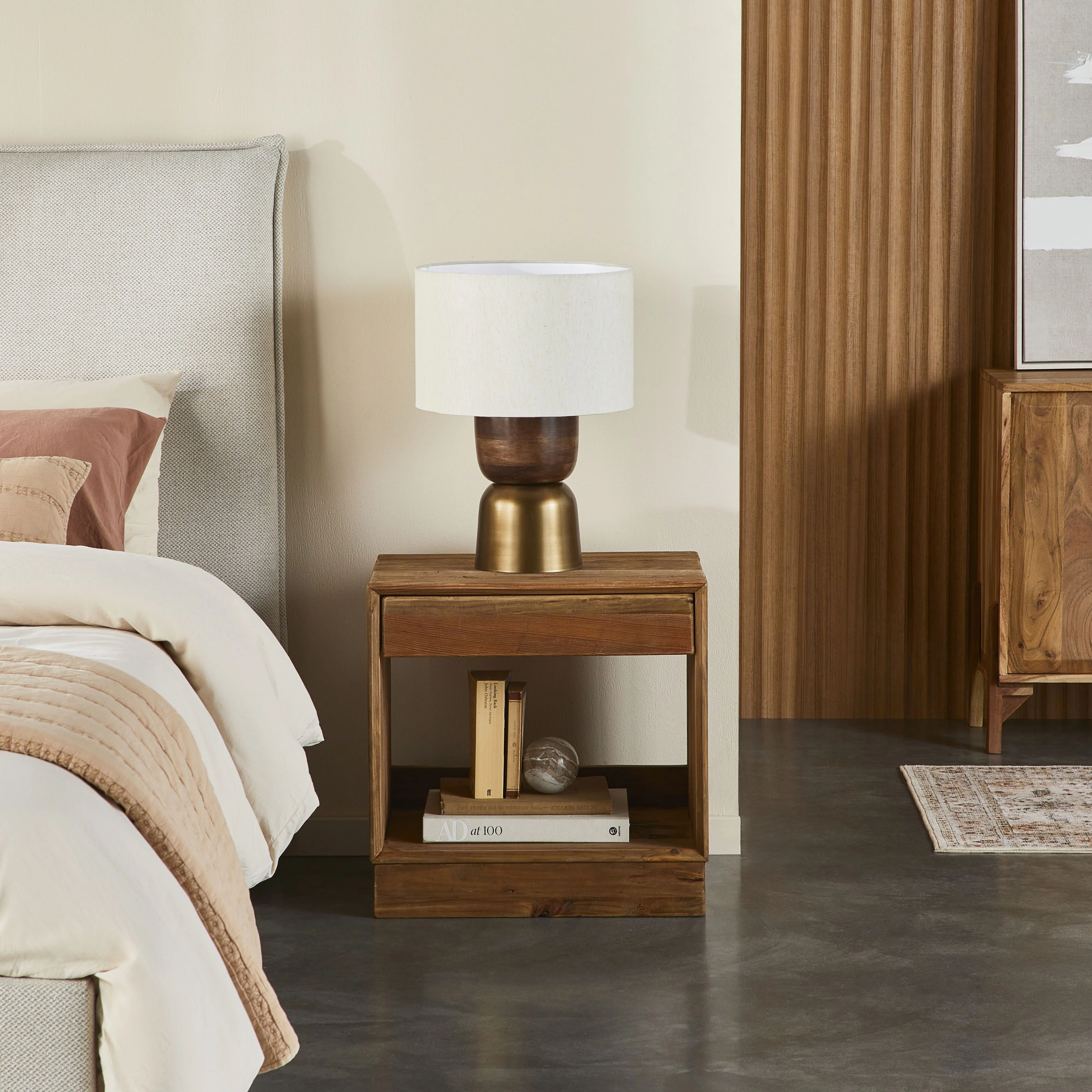 Kalise Reclaimed Timber Plinth Bedside Table - Image 7