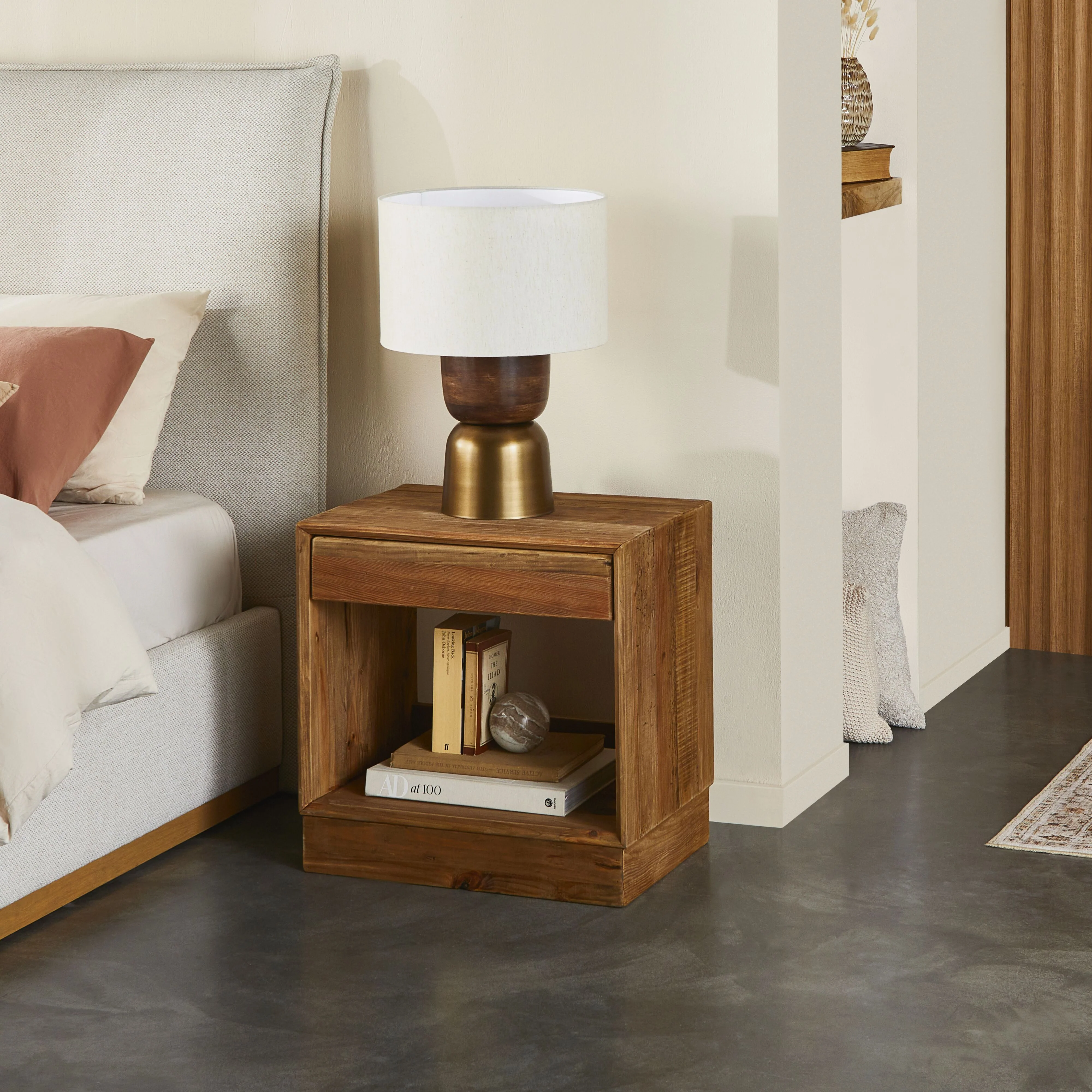 Kalise Reclaimed Timber Plinth Bedside Table - Image 8