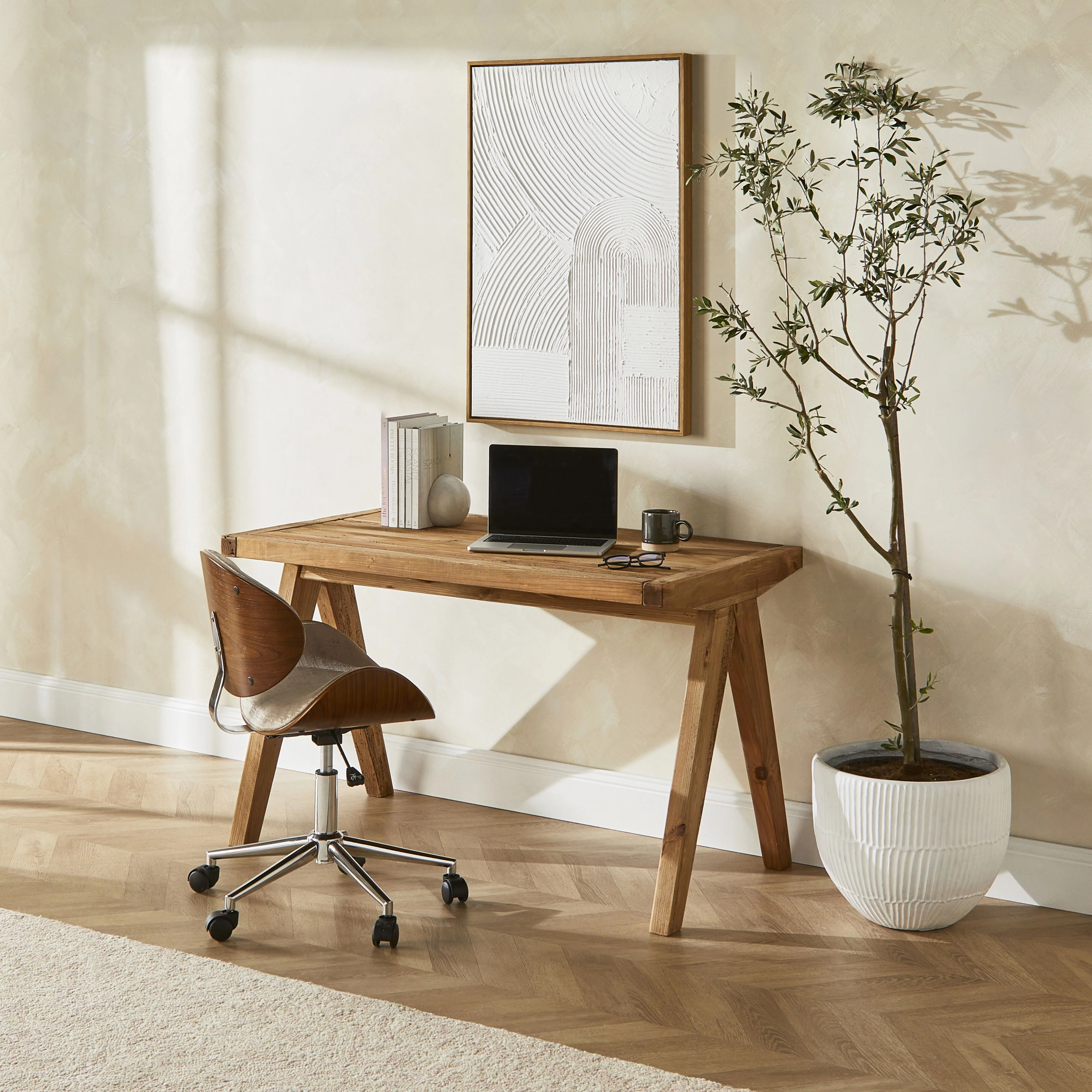 Kalise Reclaimed Timber Desk with Scissor Leg - Image 7
