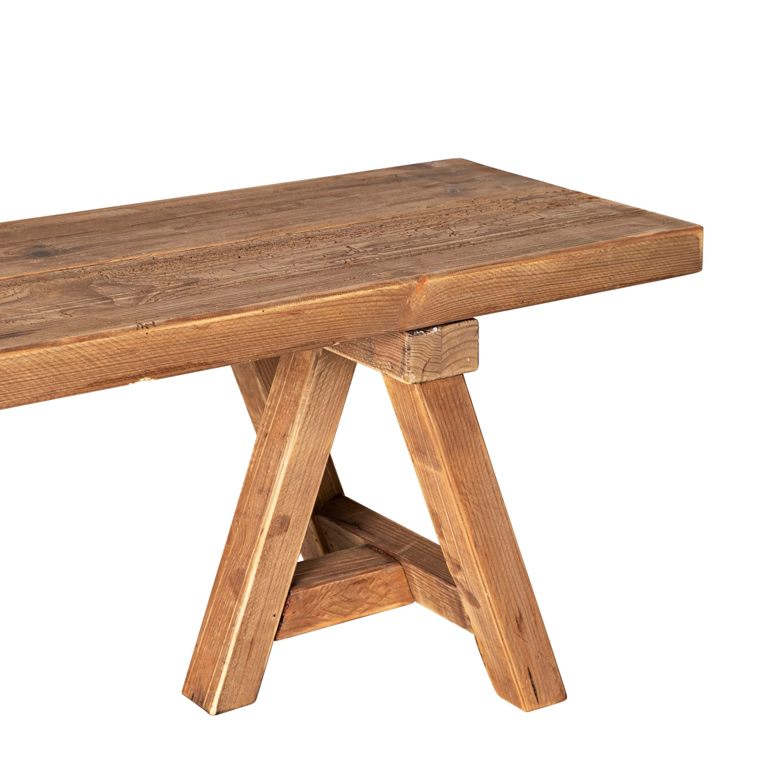 Kalise Reclaimed Timber Trestle Dining Bench - Image 4