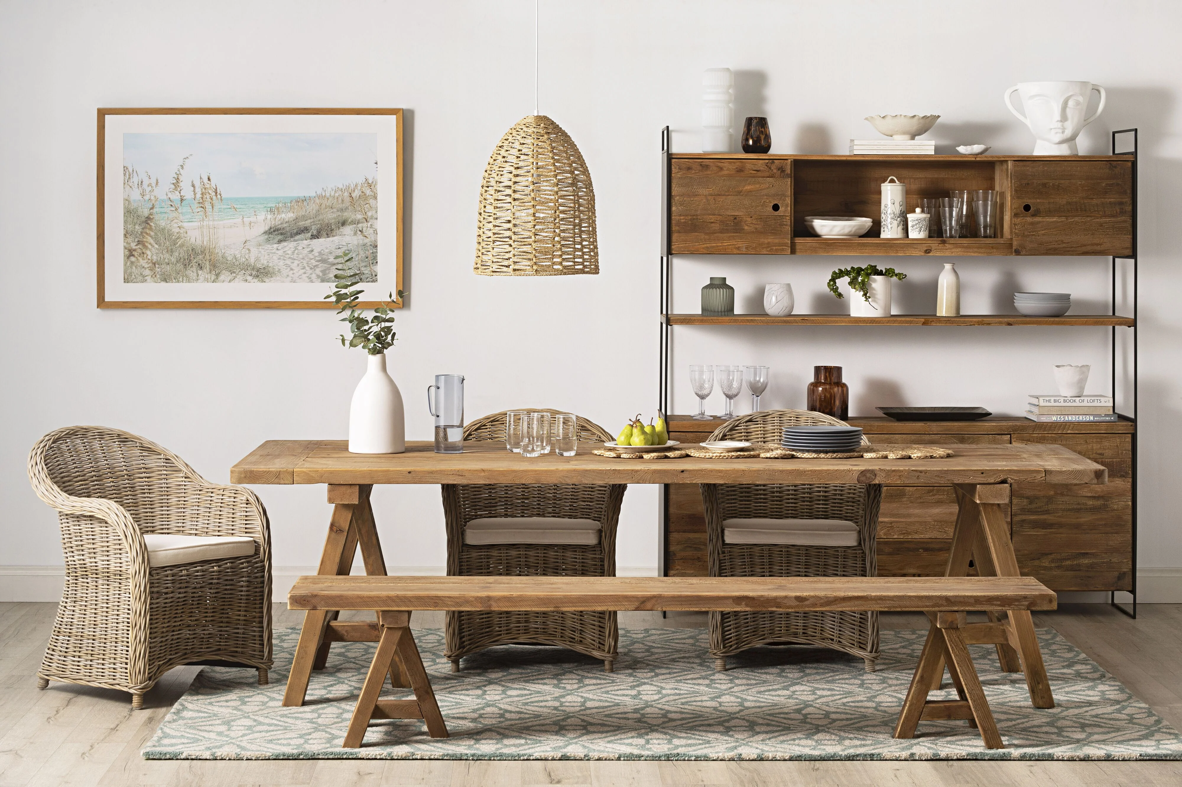 Kalise Reclaimed Timber Trestle Dining Bench - Image 6