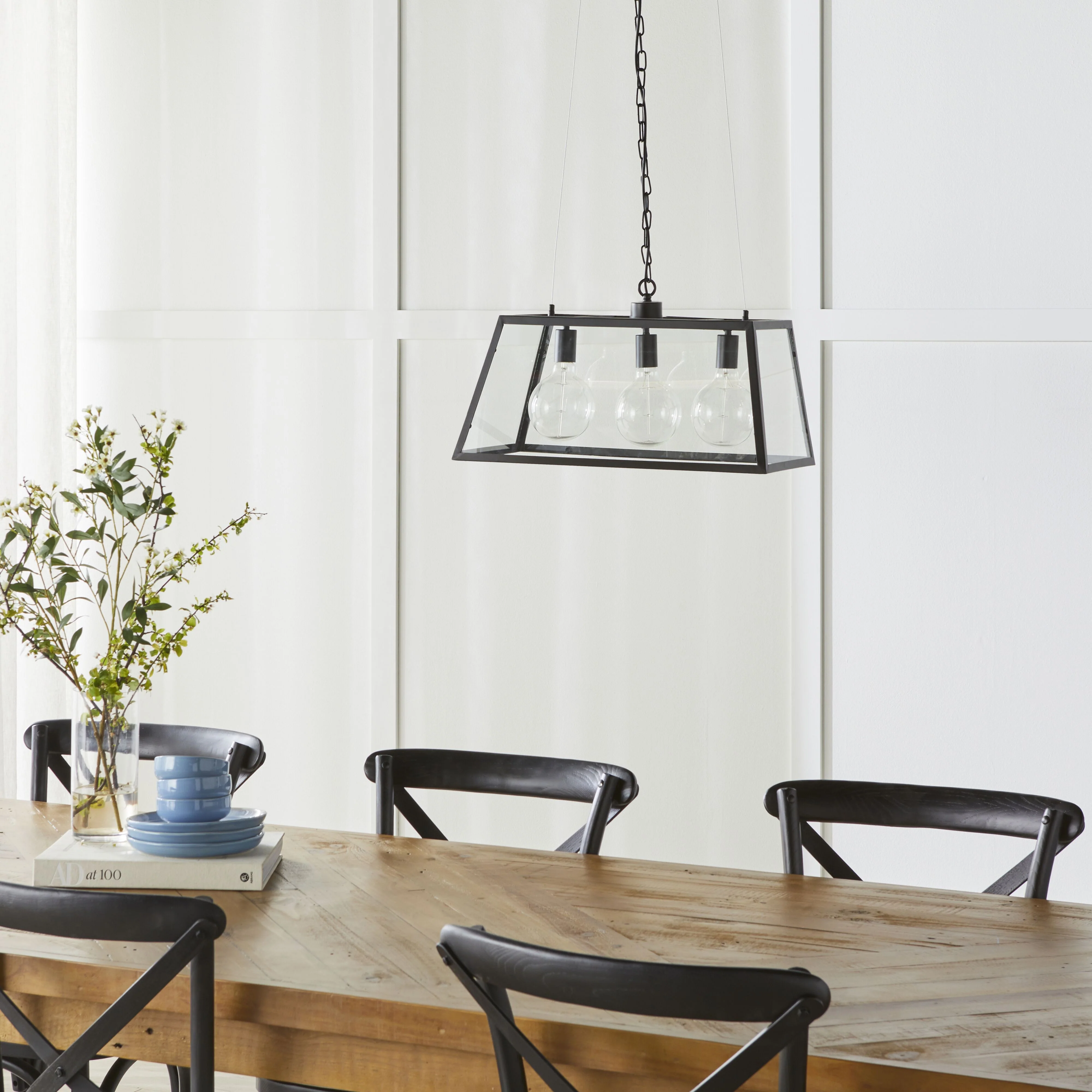 Karter 3 Light Cube Pendant Black 30x61cm - Image 4