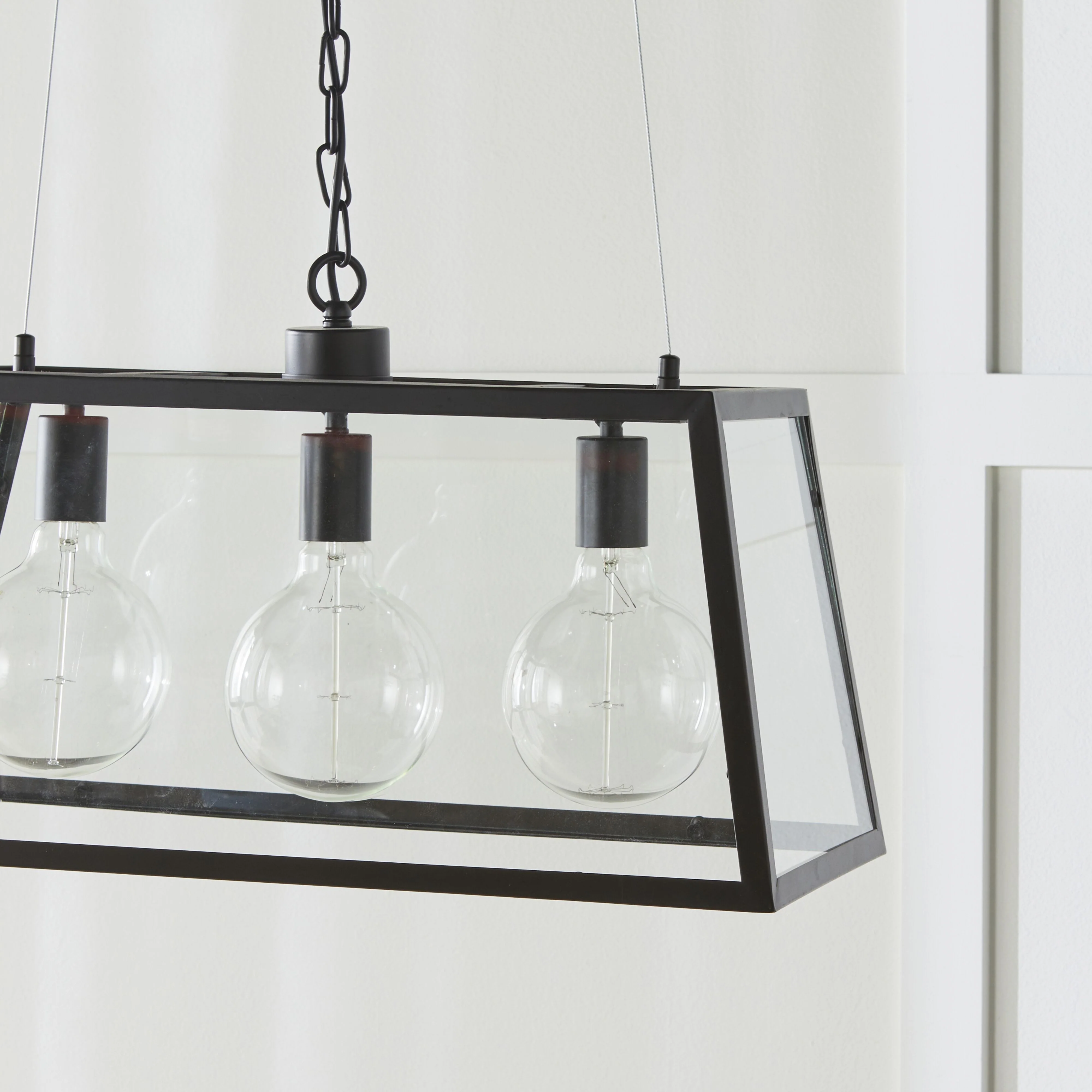 Karter 3 Light Cube Pendant Black 30x61cm - Image 6