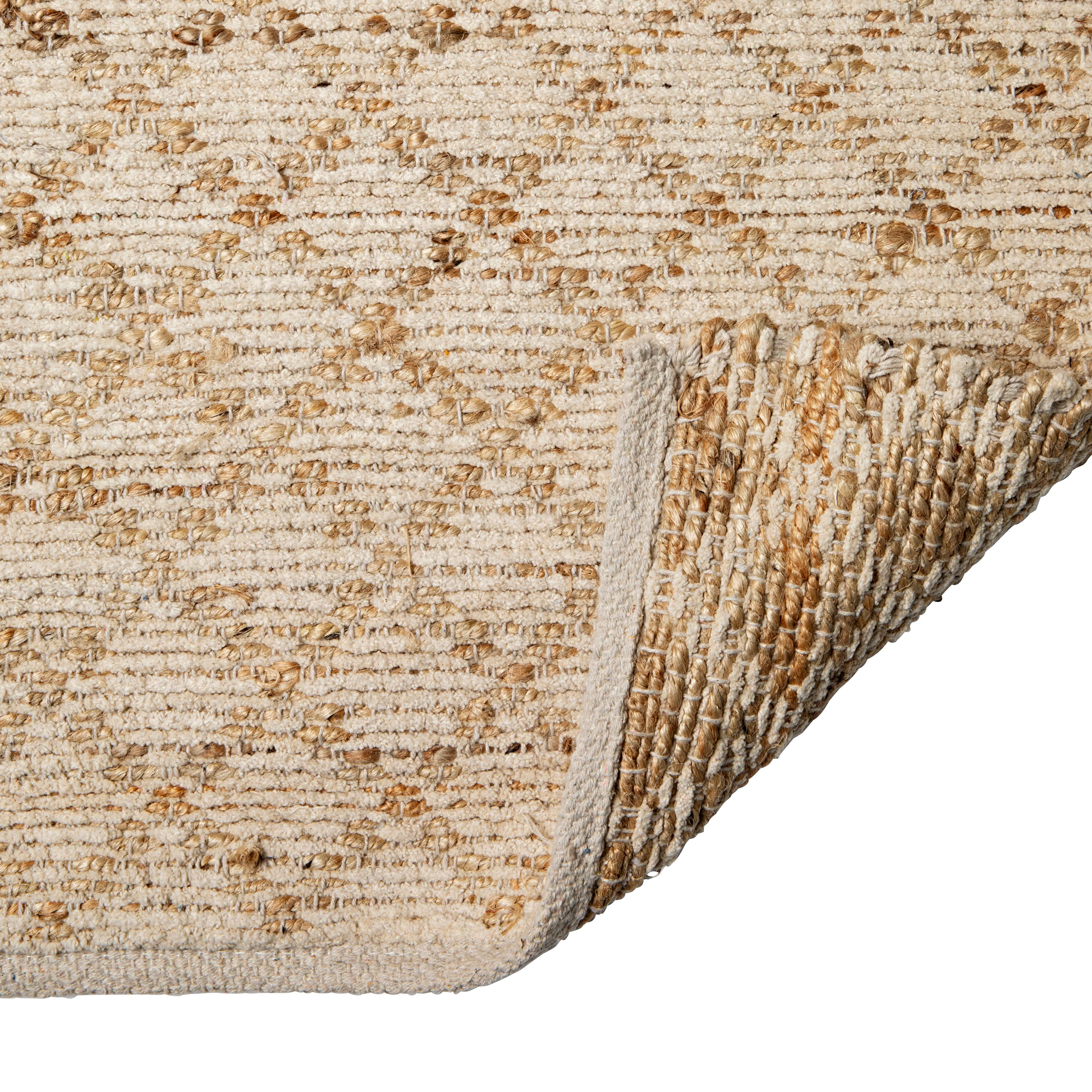 Kaya Diamond Board Chenille Woven Natural Cream Rug 150x80cm - Image 5