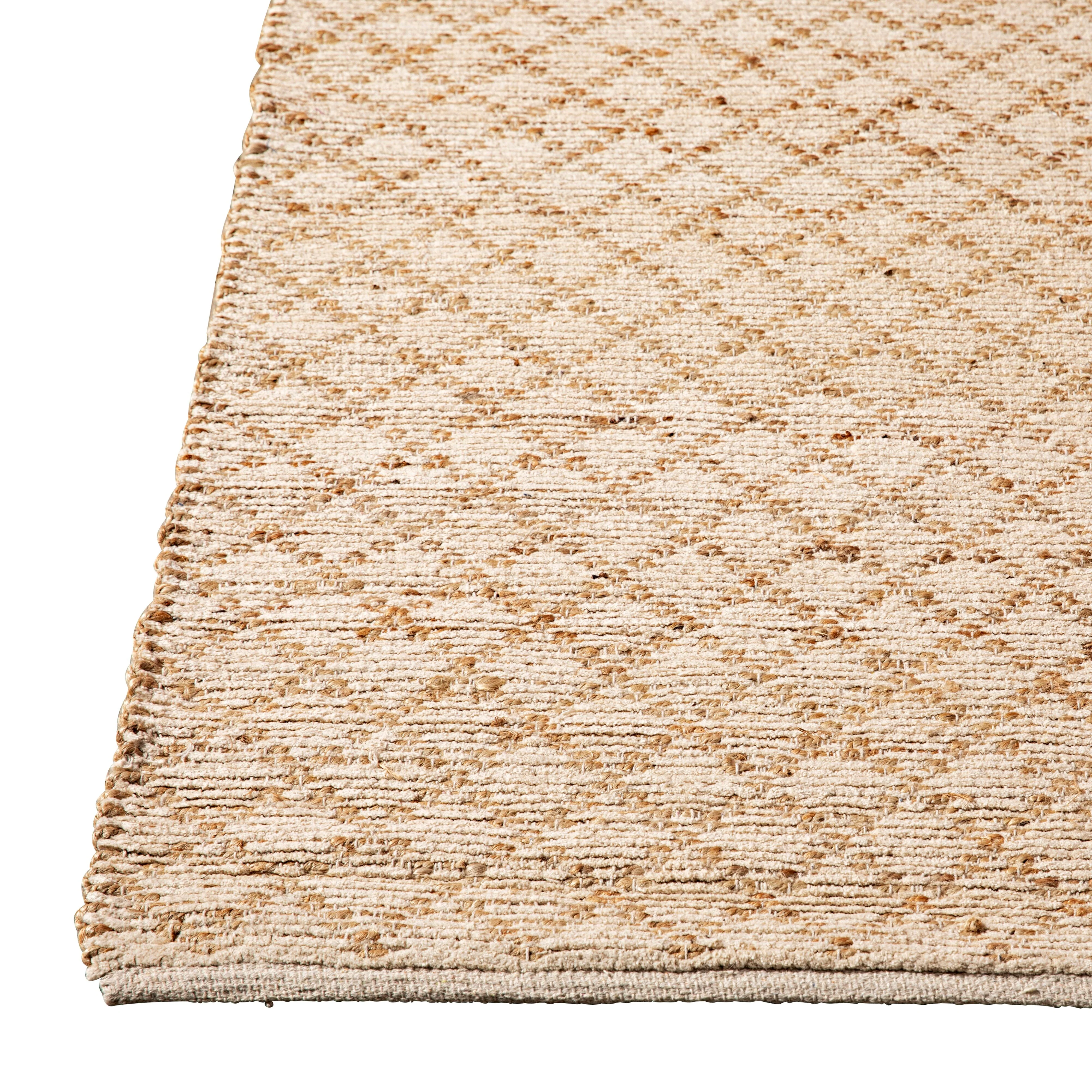 Kaya Diamond Board Chenille Woven Natural Cream Rug 150x80cm - Image 7