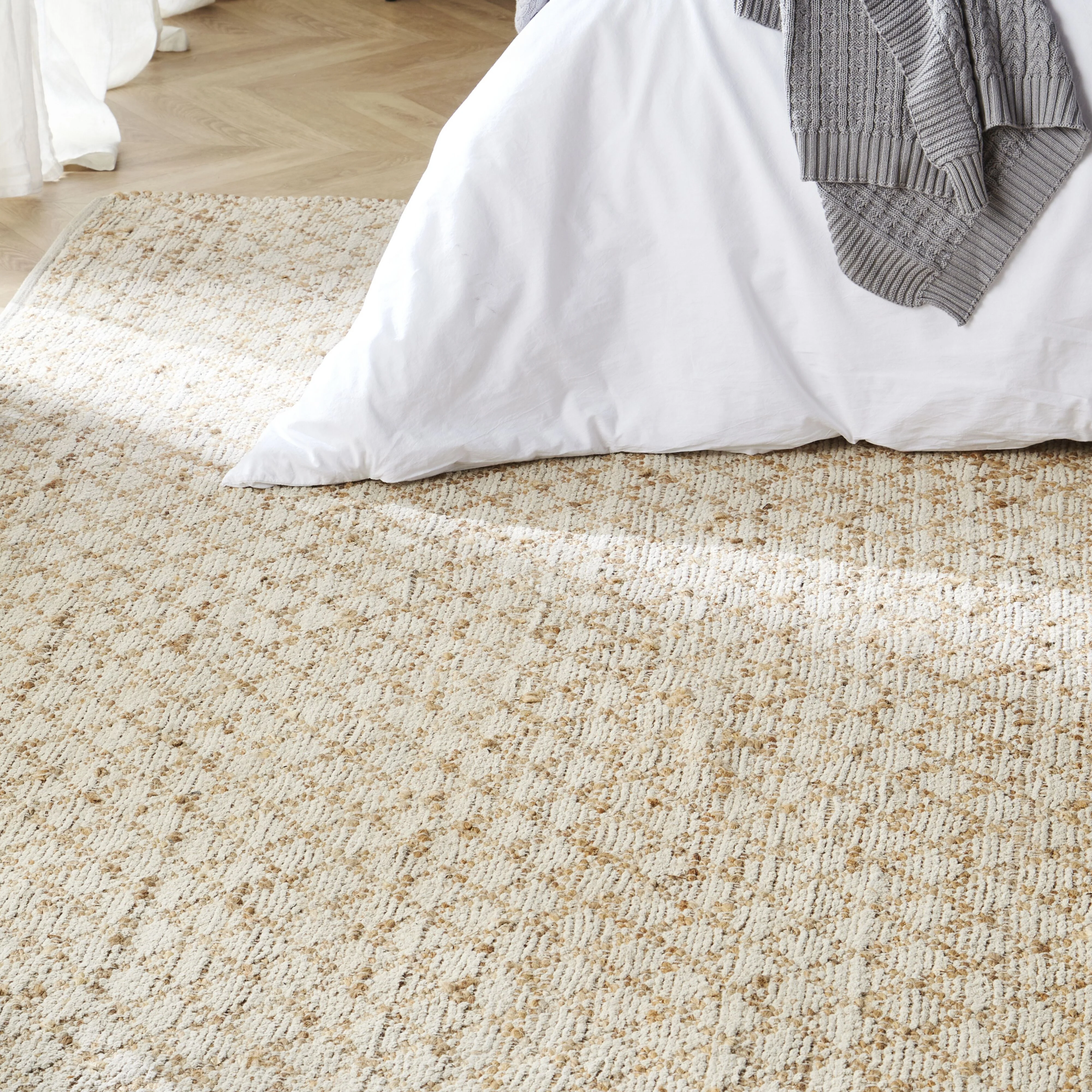 Kaya Diamond Board Chenille Woven Natural Cream Rug 240 x 300 cm - Image 10