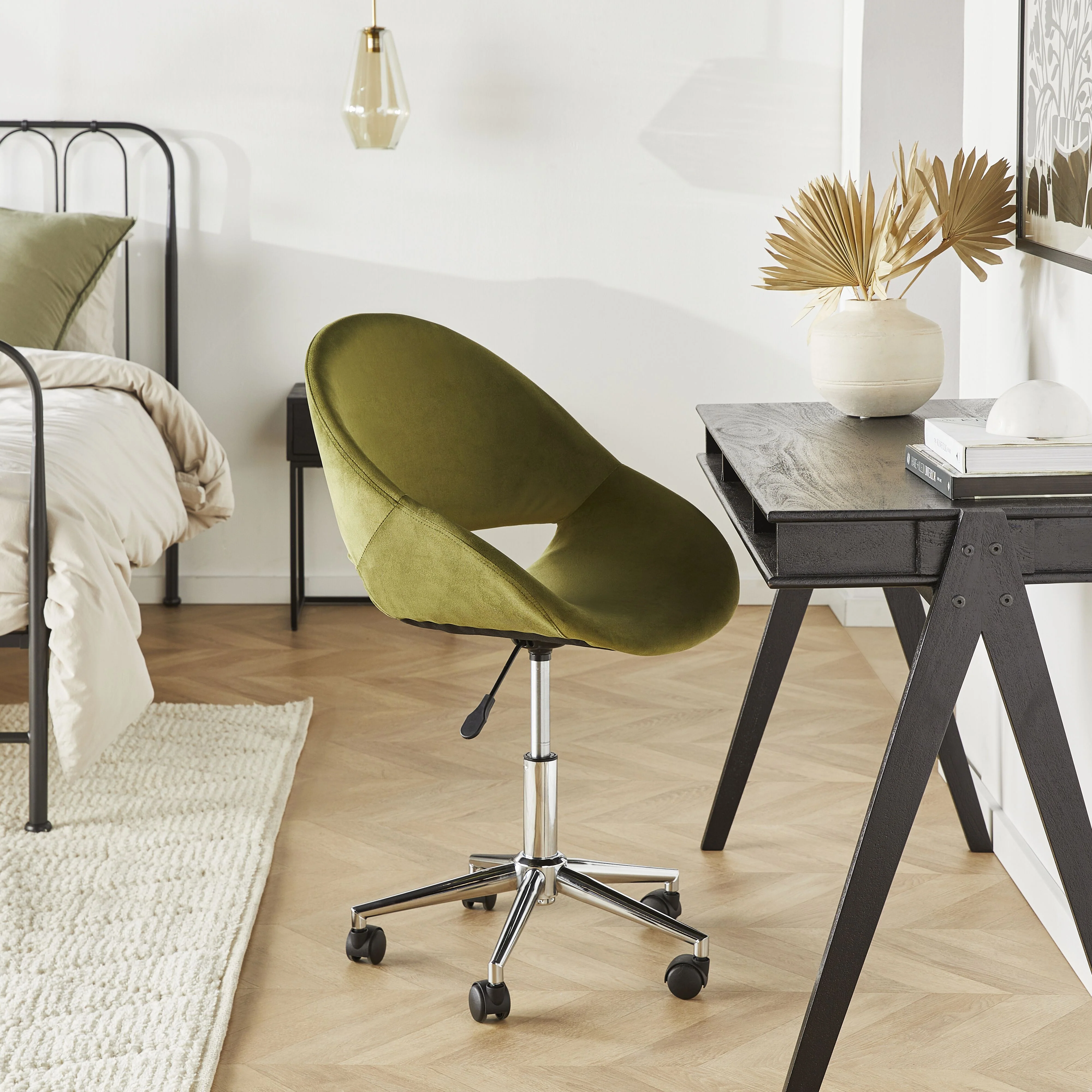 Kip Velvet Desk Chair Olive - Image 5