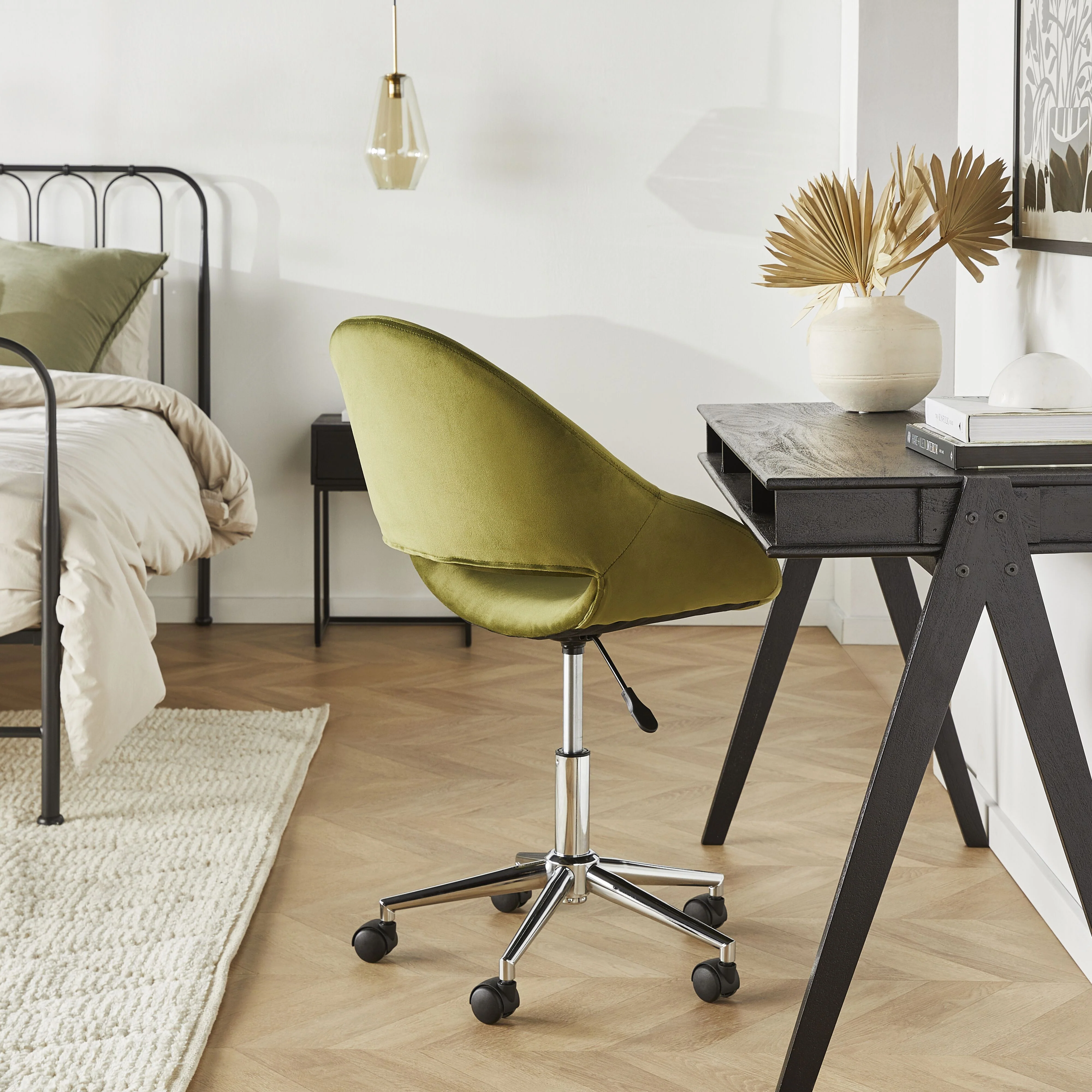 Kip Velvet Desk Chair Olive - Image 6