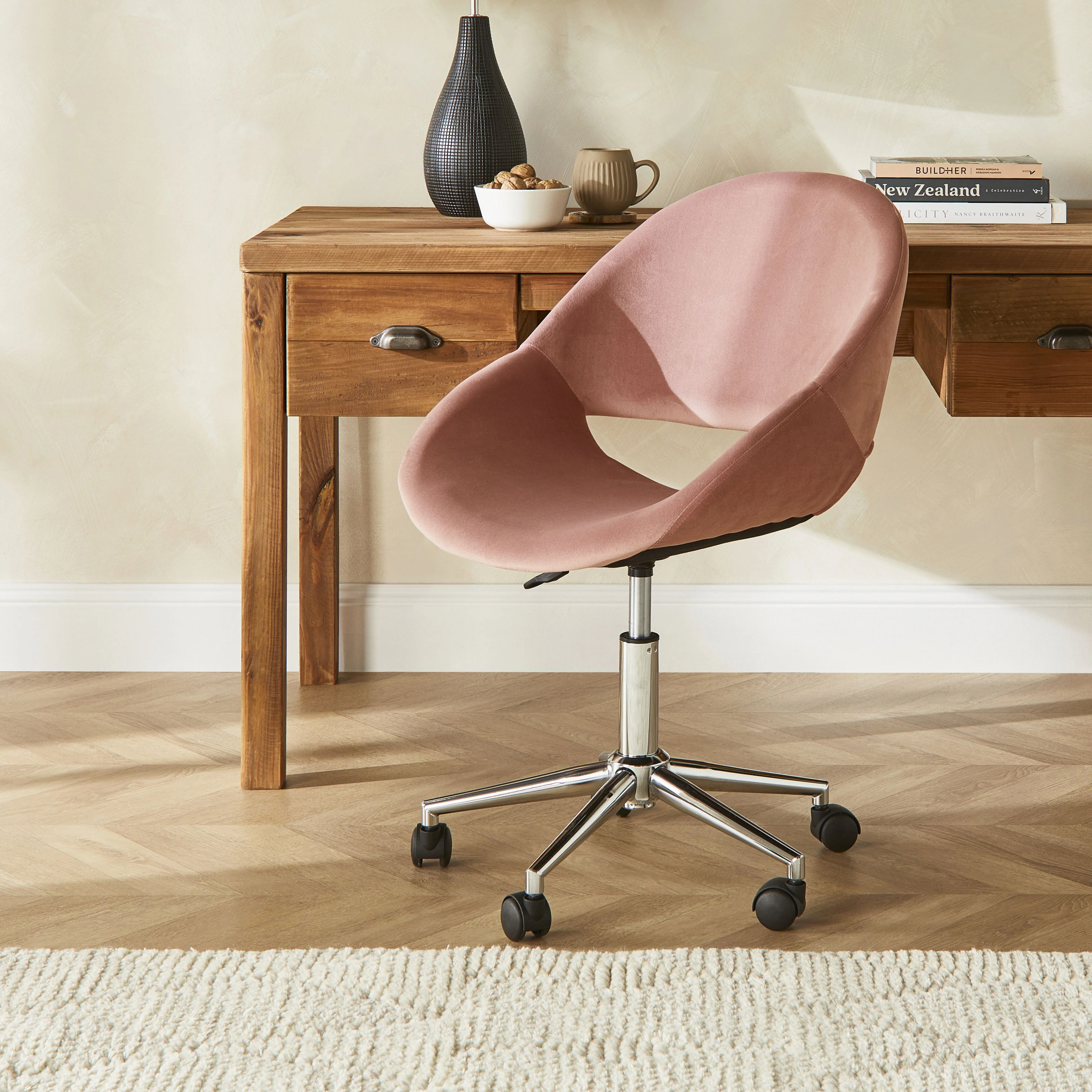 Kip Velvet Desk Chair Velvet Rose - Image 6