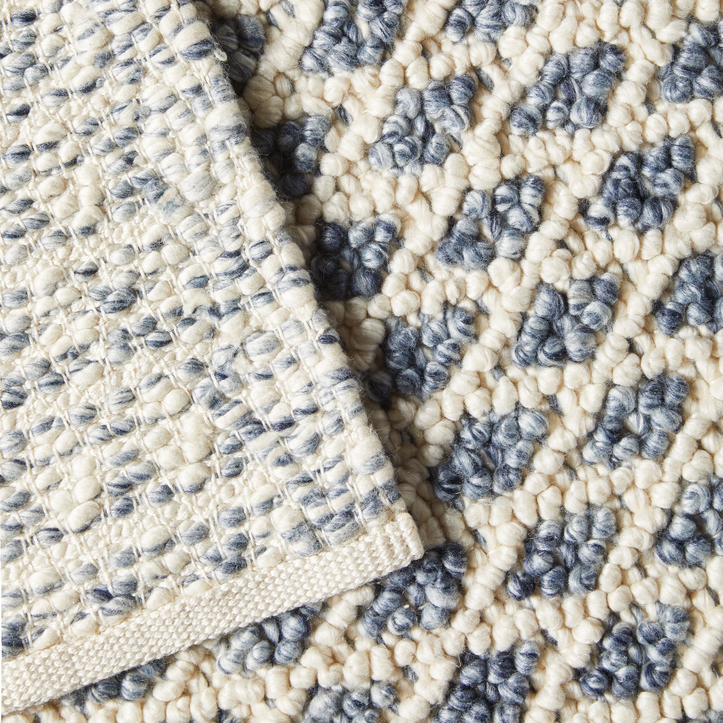 Kira Diamond Hand Woven Blue & Cream Rug 240x150cm - Image 3