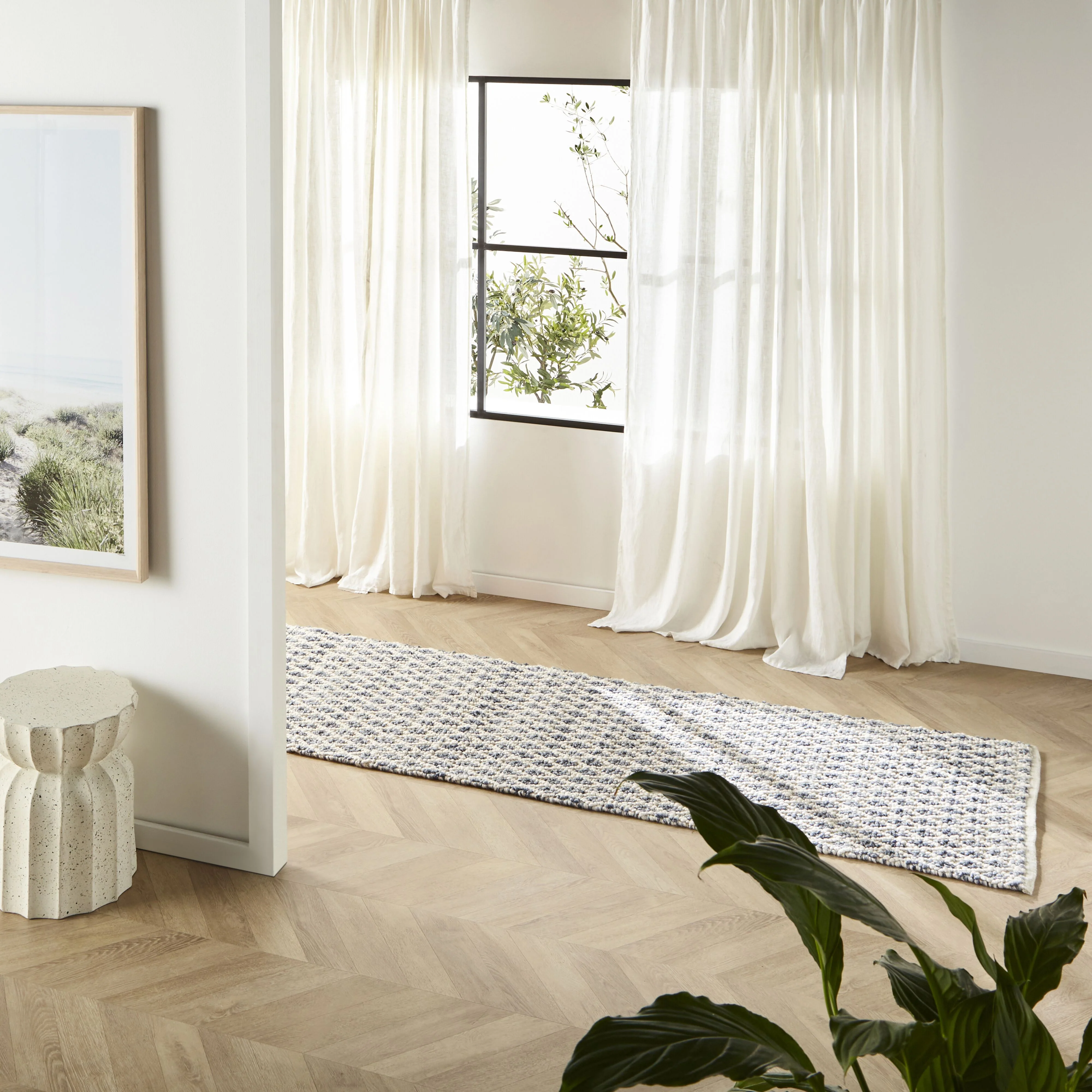 Kira Diamond Hand Woven Blue & Cream Runner 80x300cm - Image 4