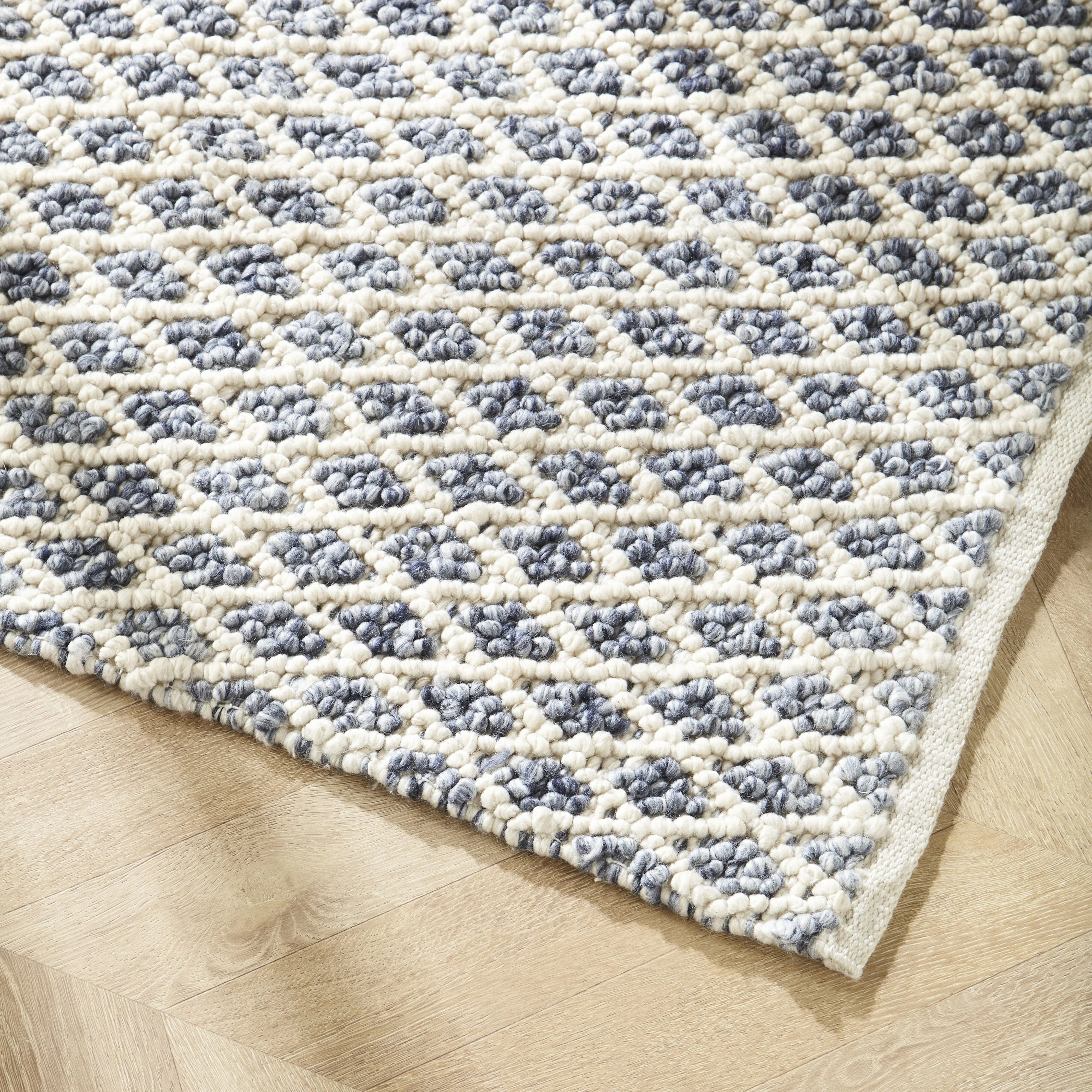 Kira Diamond Hand Woven Blue & Cream Runner 80x300cm - Image 5