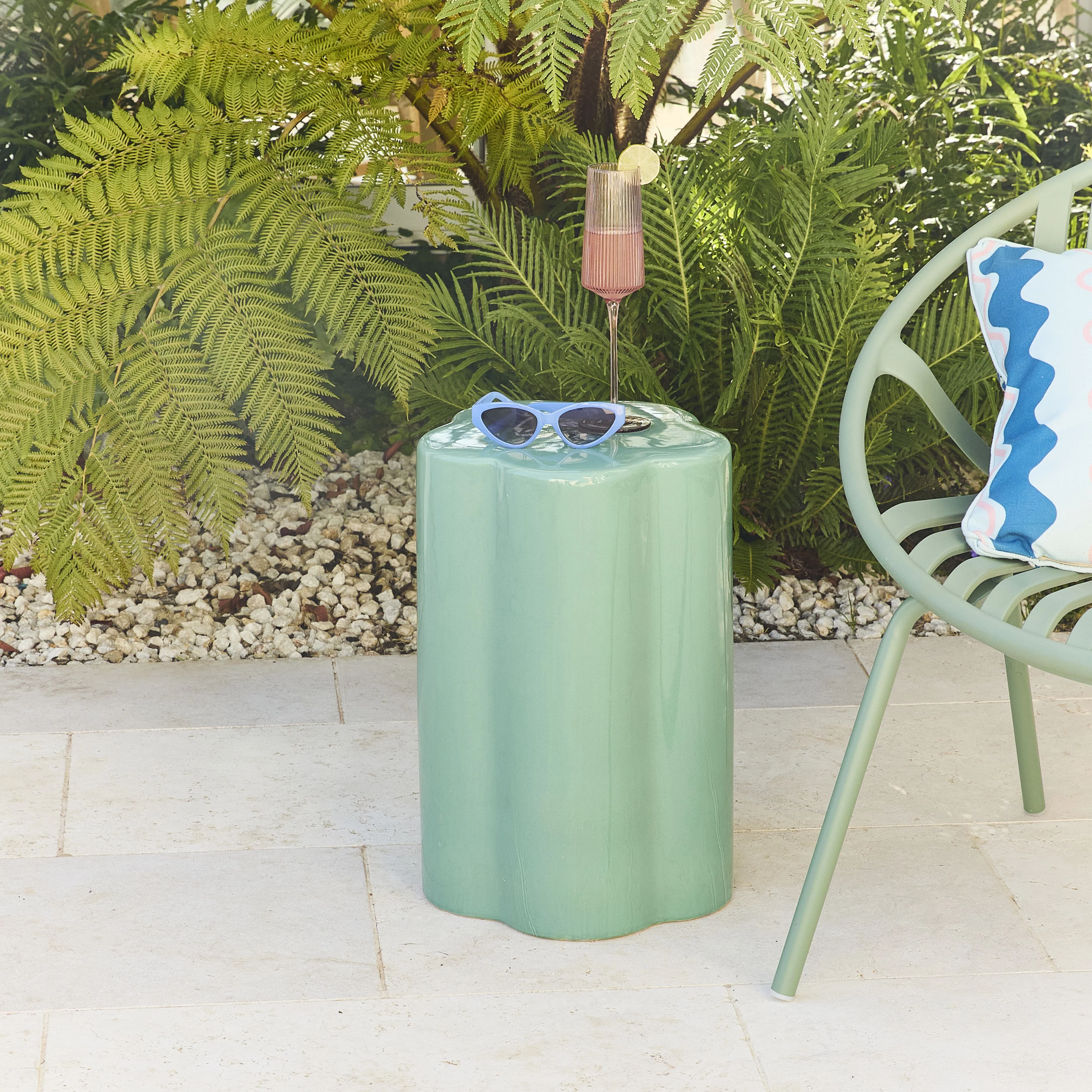 Kylix Curvy Stool Green Gloss 46cm - Image 5