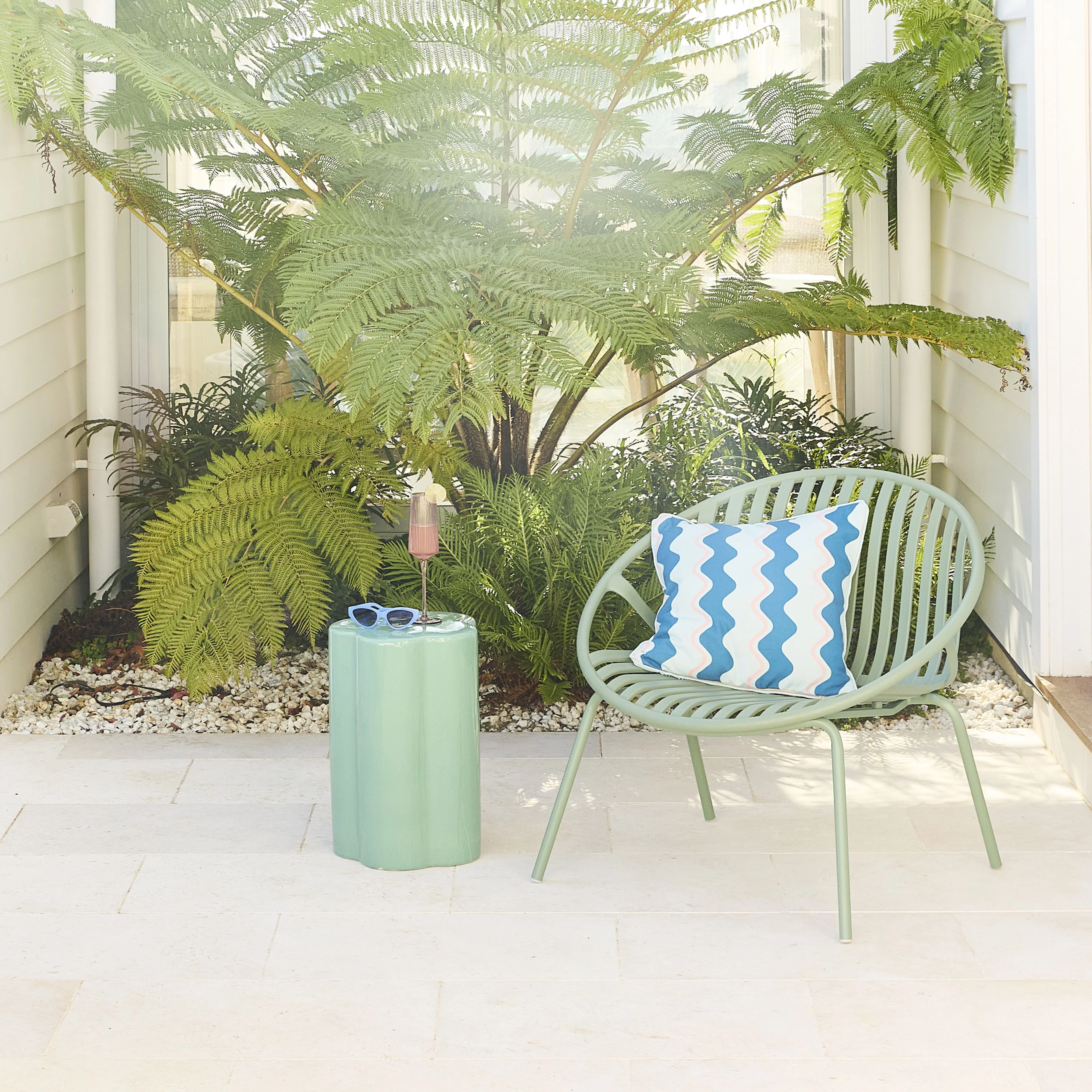 Kylix Curvy Stool Green Gloss 46cm - Image 6