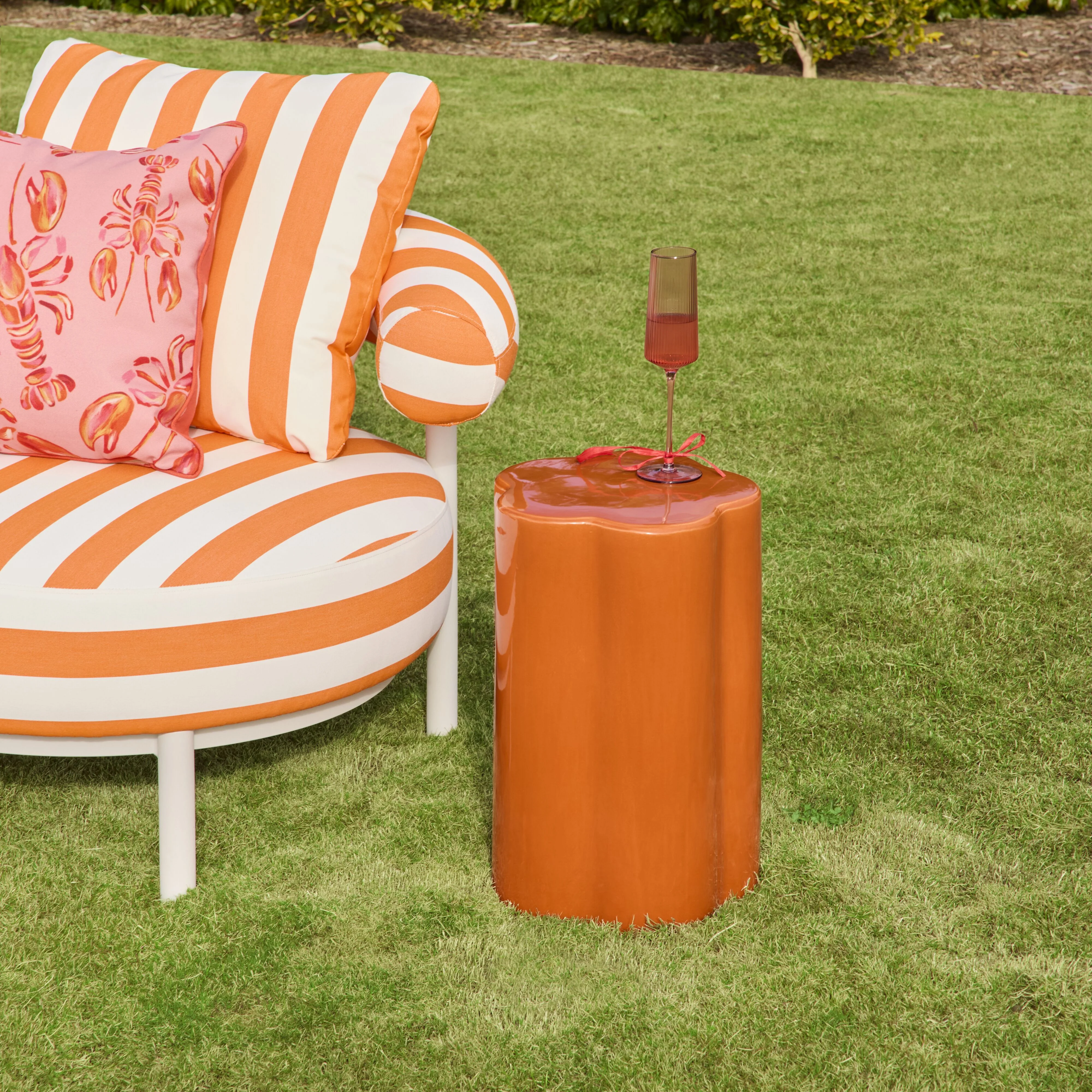 Kylix Curvy Stool Orange Gloss 46cm - Image 4