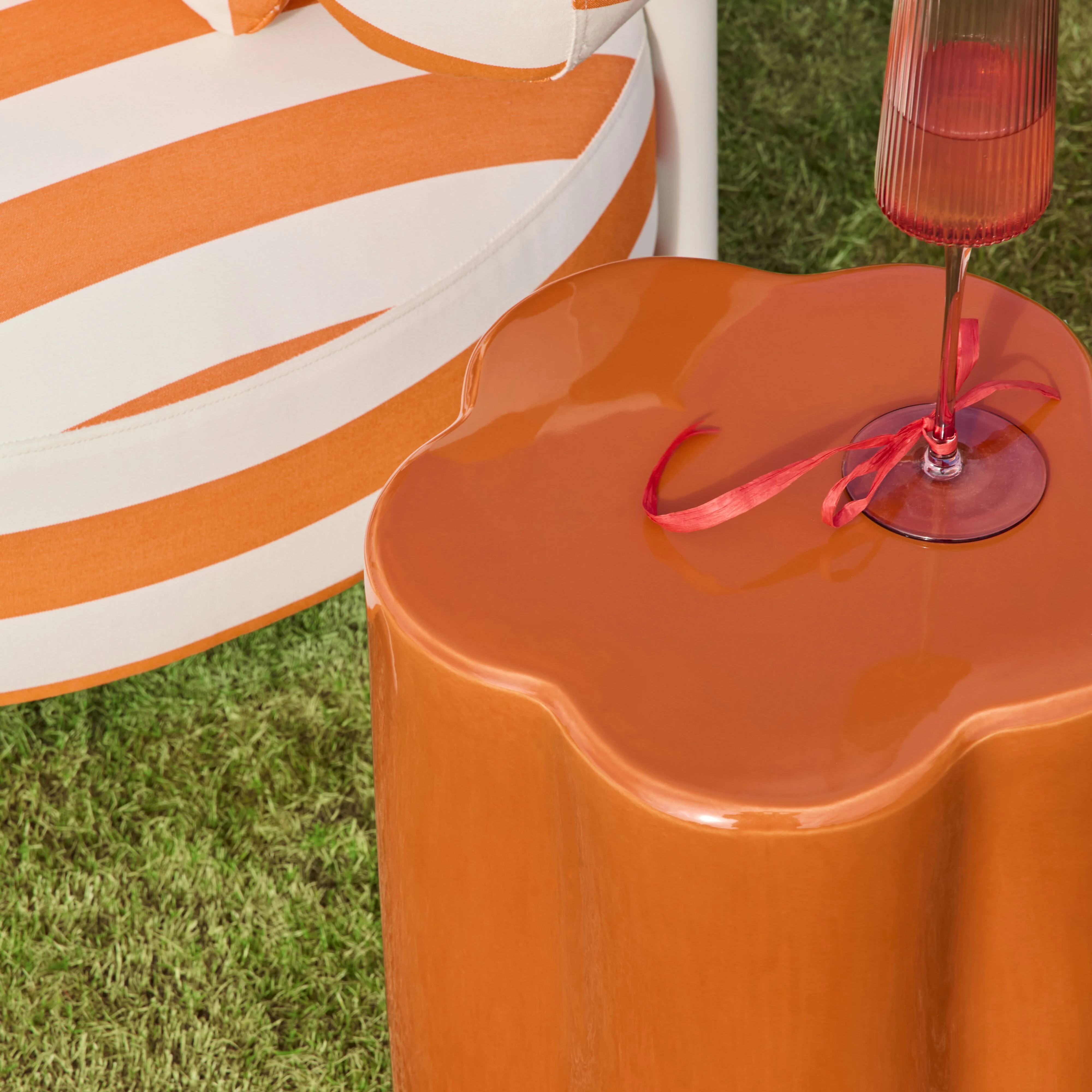 Kylix Curvy Stool Orange Gloss 46cm - Image 5