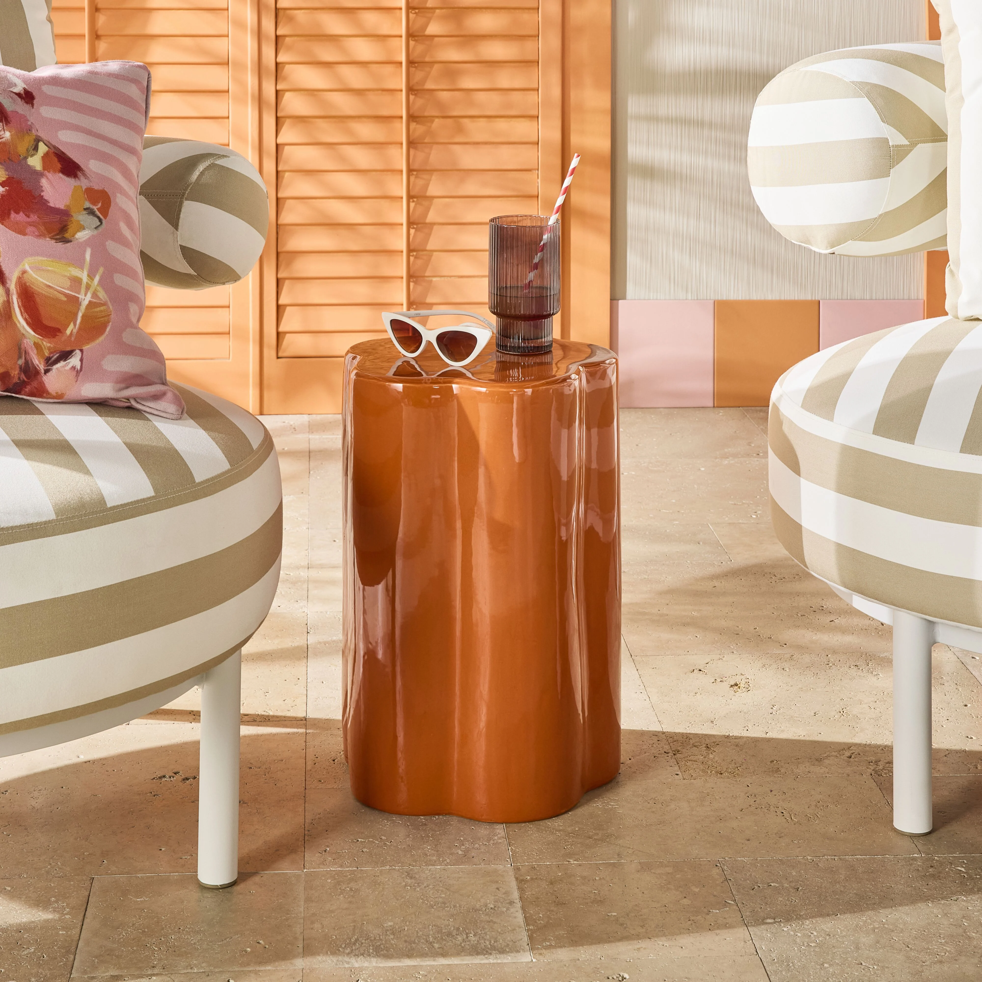 Kylix Curvy Stool Orange Gloss 46cm - Image 6