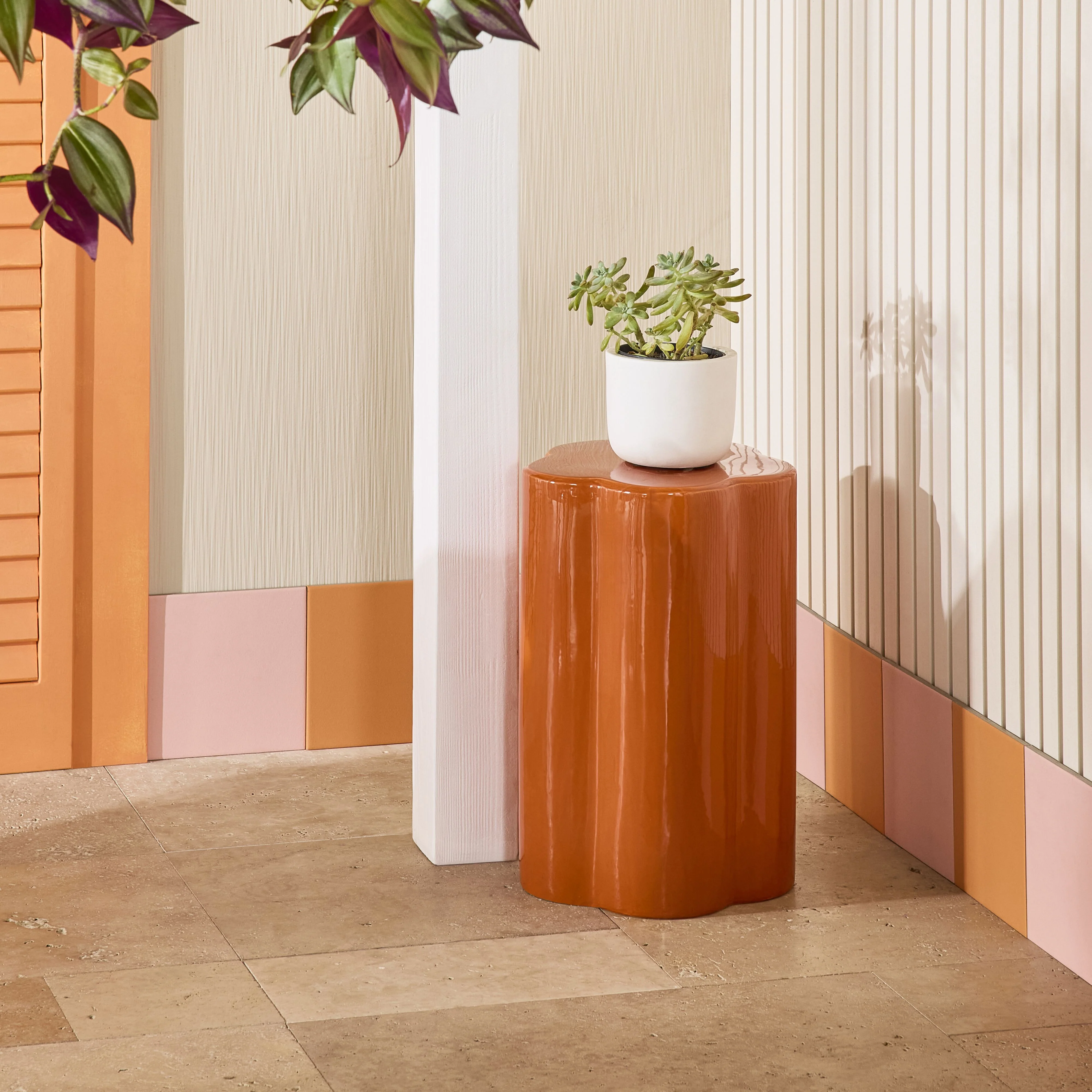Kylix Curvy Stool Orange Gloss 46cm - Image 7