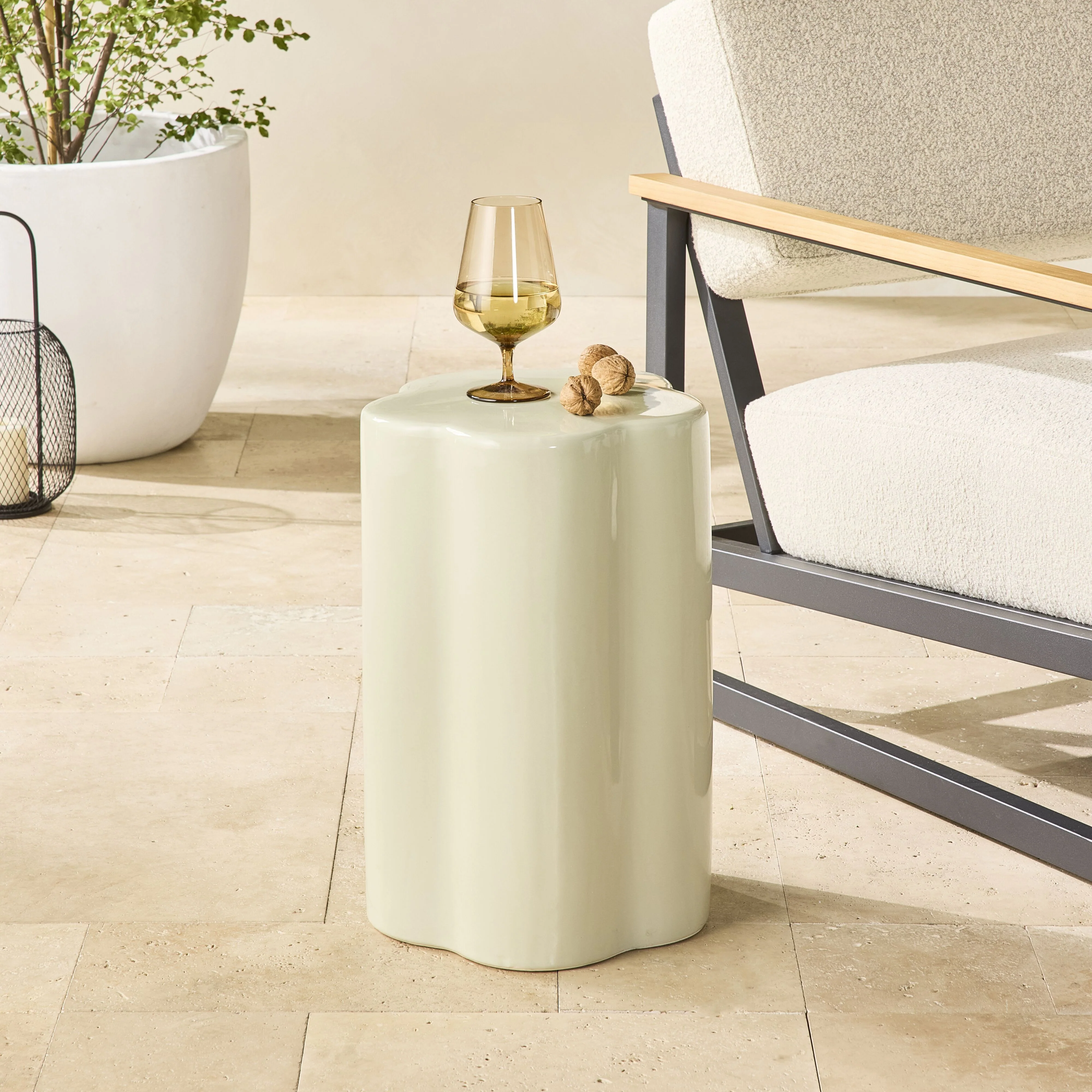 Kylix Curvy Stool Taupe Gloss 46cm - Image 4