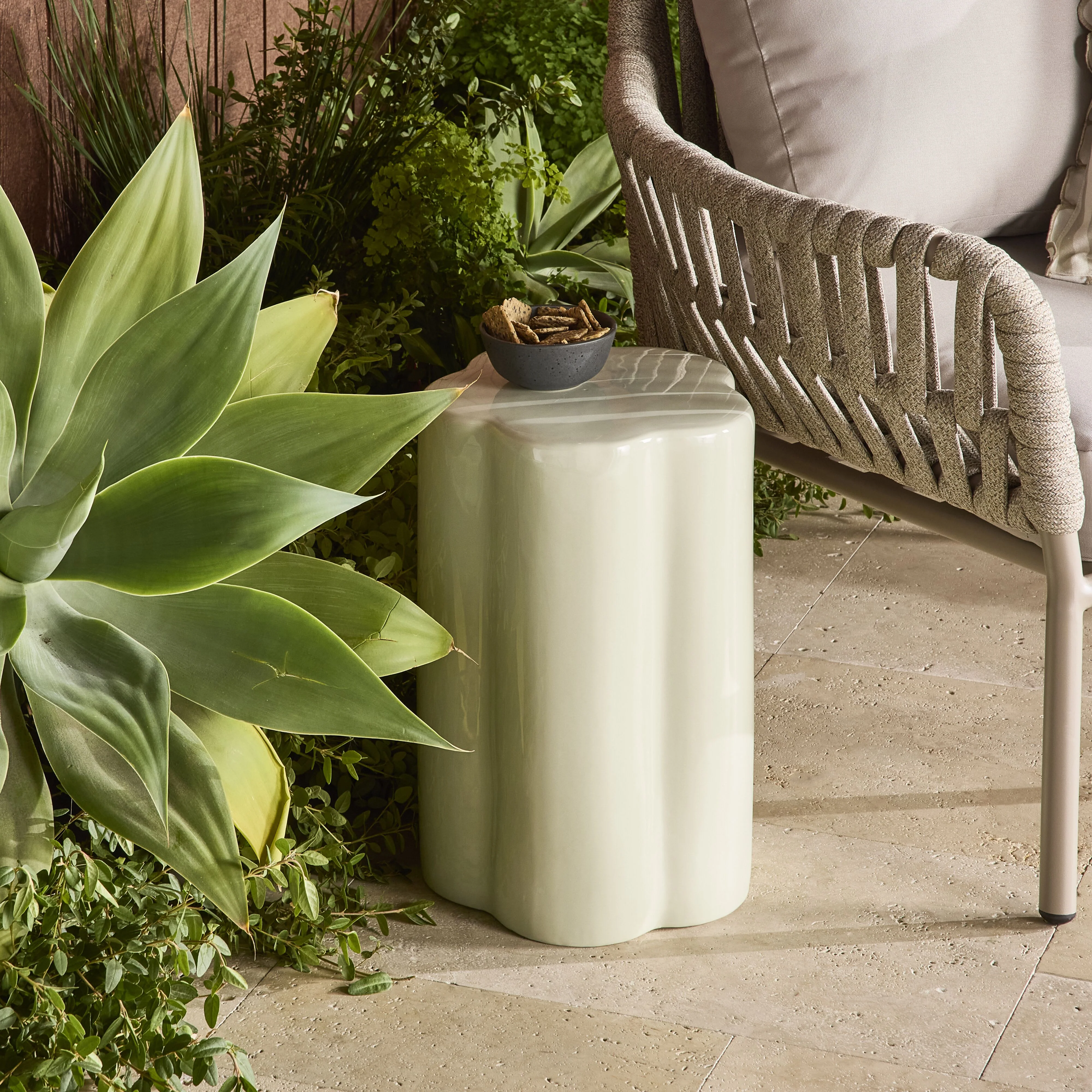 Kylix Curvy Stool Taupe Gloss 46cm - Image 8